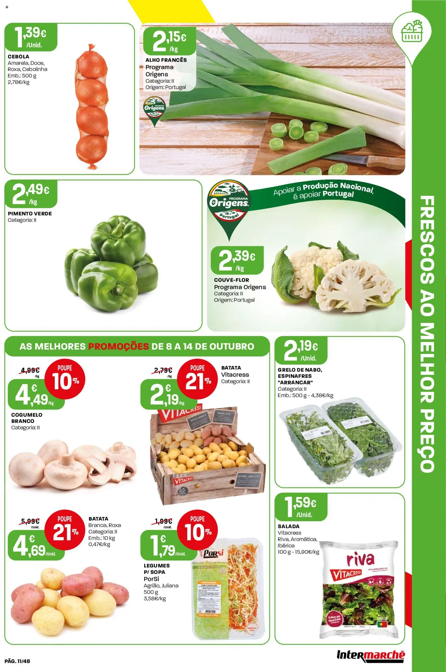 Intermarché folheto │ válido de 08/10/2026 | Página: 11 | Produtos: Alho francês, Cebola, Sopa, Salada