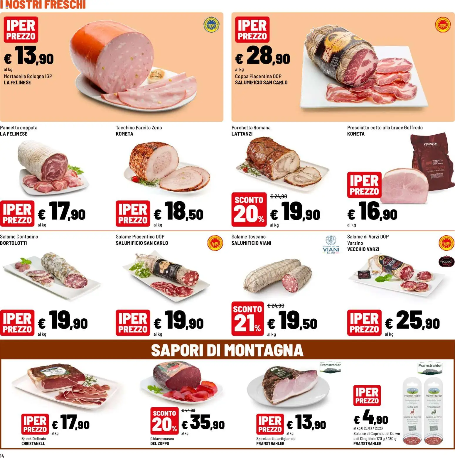 Volantino Iper del 31/08/2026 | Pagina: 14 | Prodotti: Porchetta, Prosciutto Cotto, Salame, Pancetta