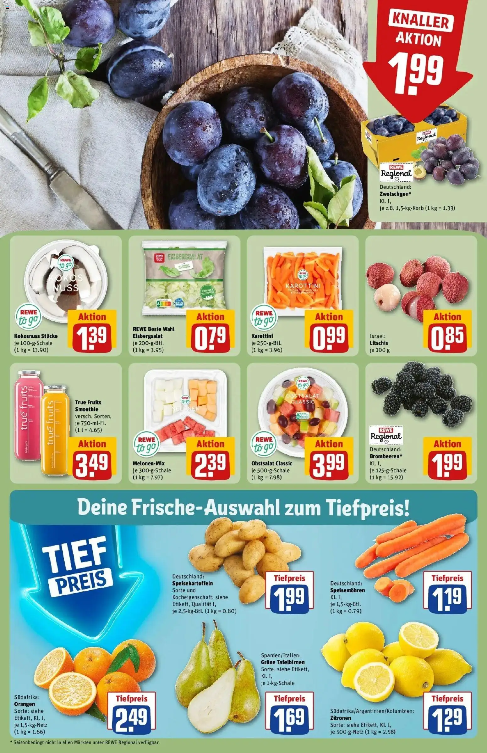 REWE Prospekt ab 17.08.2026 zum Blättern » Angebote | Seite: 8 | Produkte: Orangen, Eisbergsalat, Zitronen