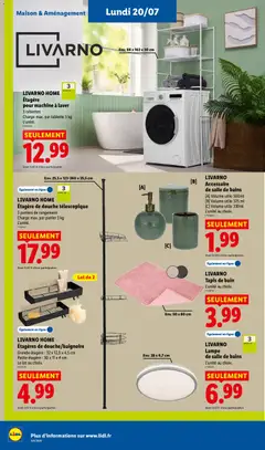 LIDL - Prévisualisation de LIVARNO HOME Étagère de douche télescopique, 3 paniers de rangement, Charge max. par panier 3 kg, L'unité. valide à partir de 16/07/2026 | Page: 52 | Produits: Machine à laver, Étagère, Douche, Tapis