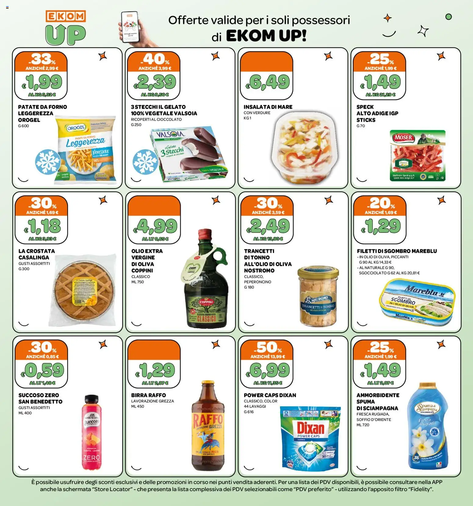 Volantino Ekom del 11/08/2026 | Pagina: 14 | Prodotti: Birra Raffo, Cioccolato, Ammorbidente, Peperoncino