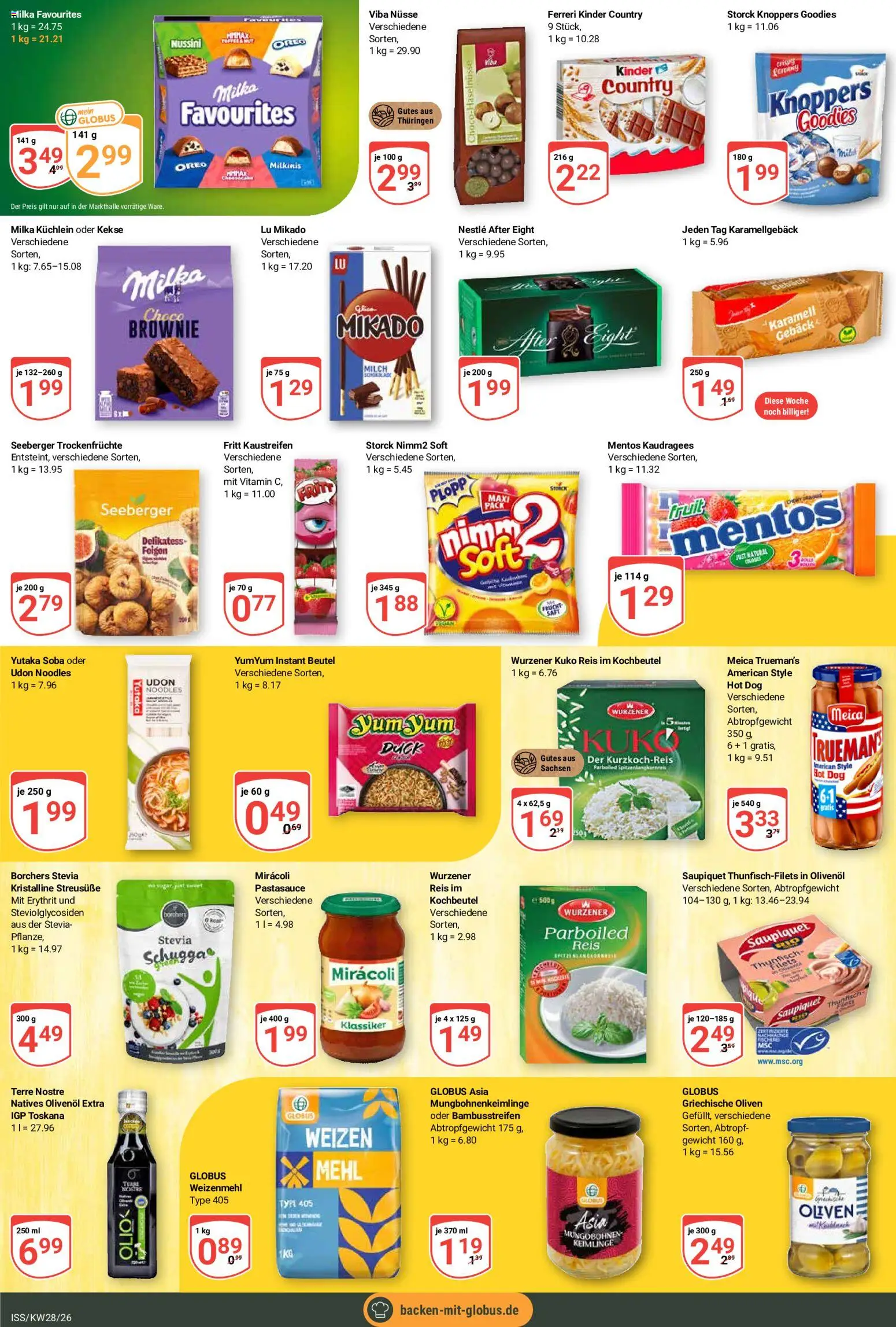 Globus Prospekt – gültig ab 06.07.2026 | Seite: 18 | Produkte: Milch, Weizenmehl, Meica, Nüsse