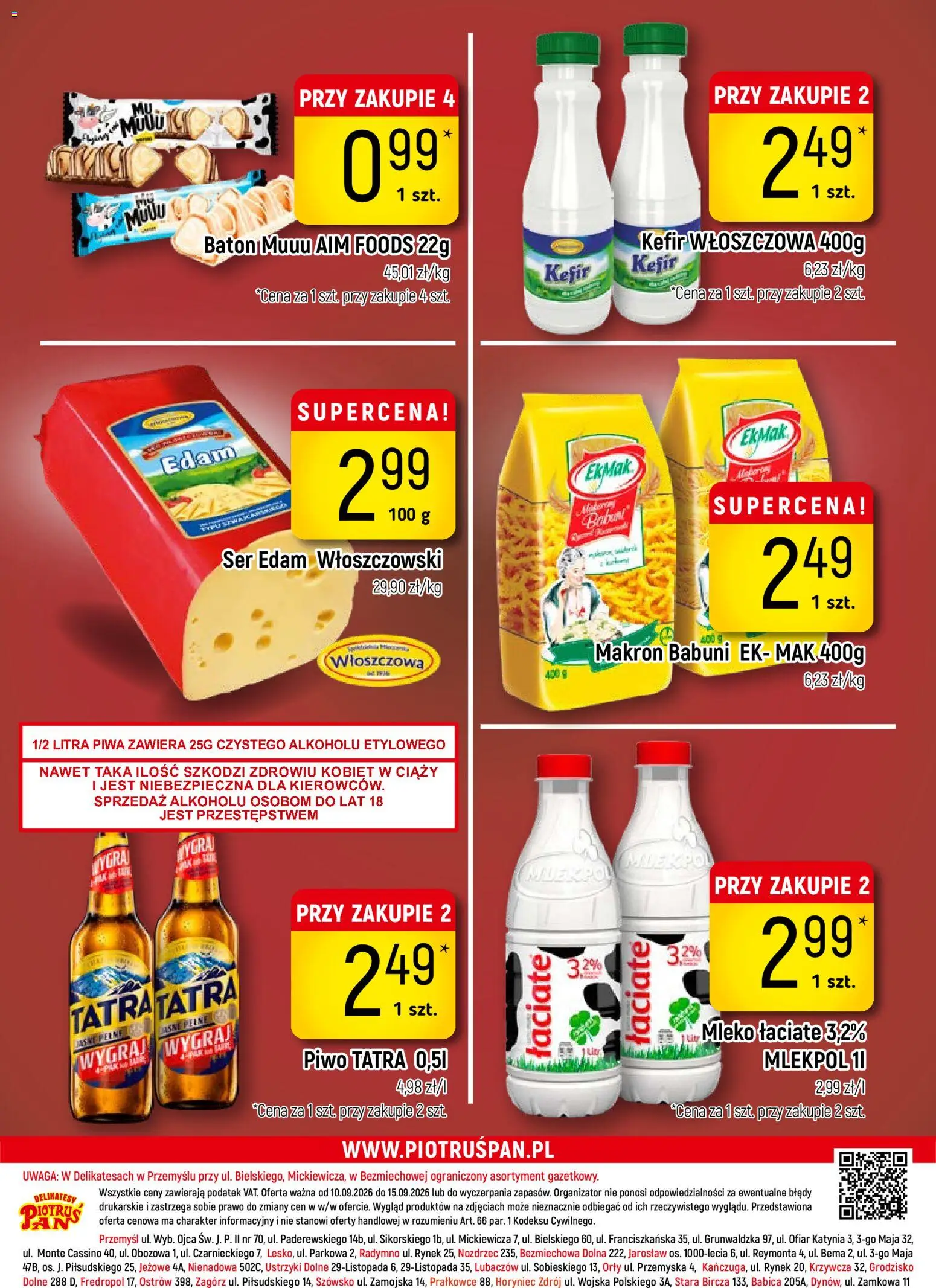 Piotruś Pan gazetka od 10.09.2026 | Strona: 16 | Produkty: Mak, Kefir, Ser, Piwo