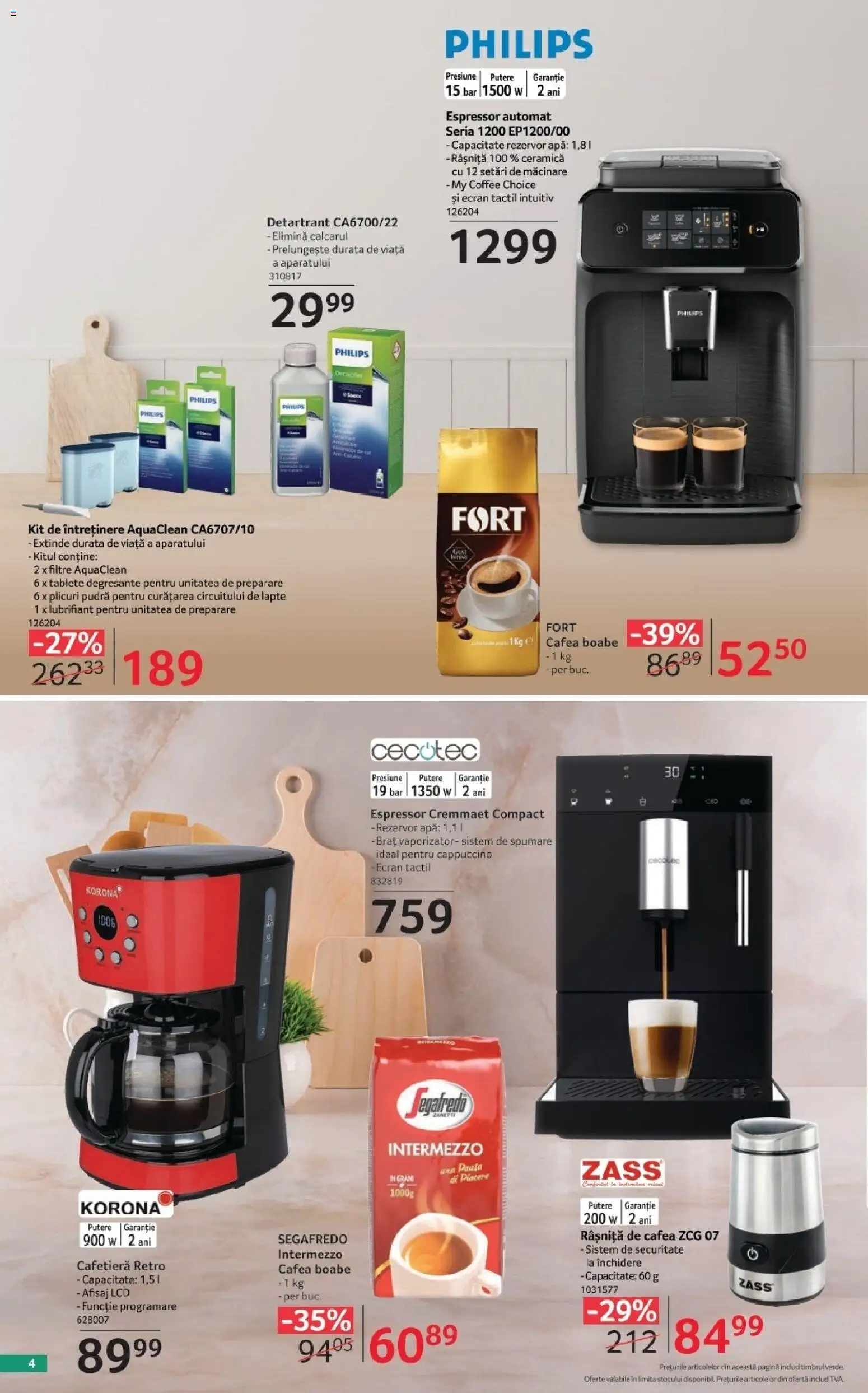 Noul catalog Selgros – valabil de la 02.10.2026 | Pagină: 4 | Produse: Philips, Cappuccino, Lapte, Apă