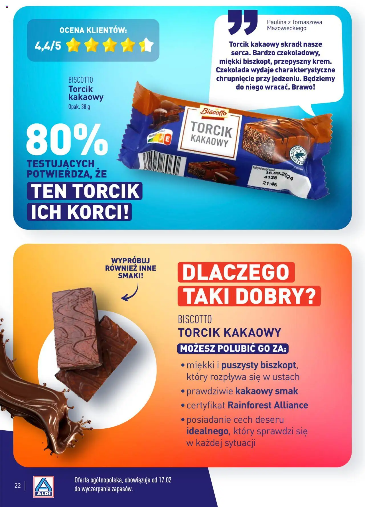 Aldi Gazetka - Wielki test od 17.02.2025 | Strona: 22 | Produkty: Czekolada