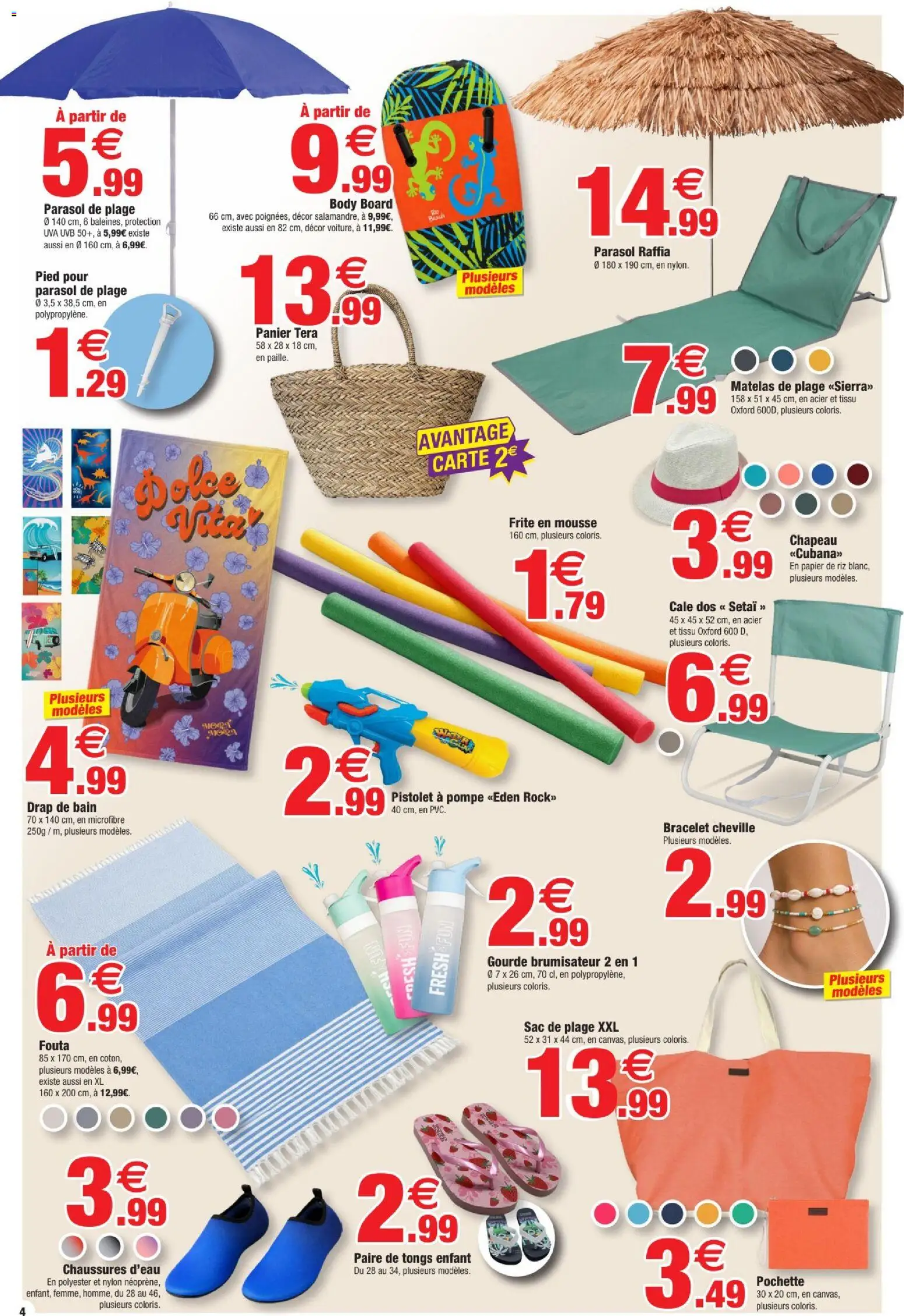 {H1} | Page: 4 | Produits: Raffia, Riz, Parasol, Tongs