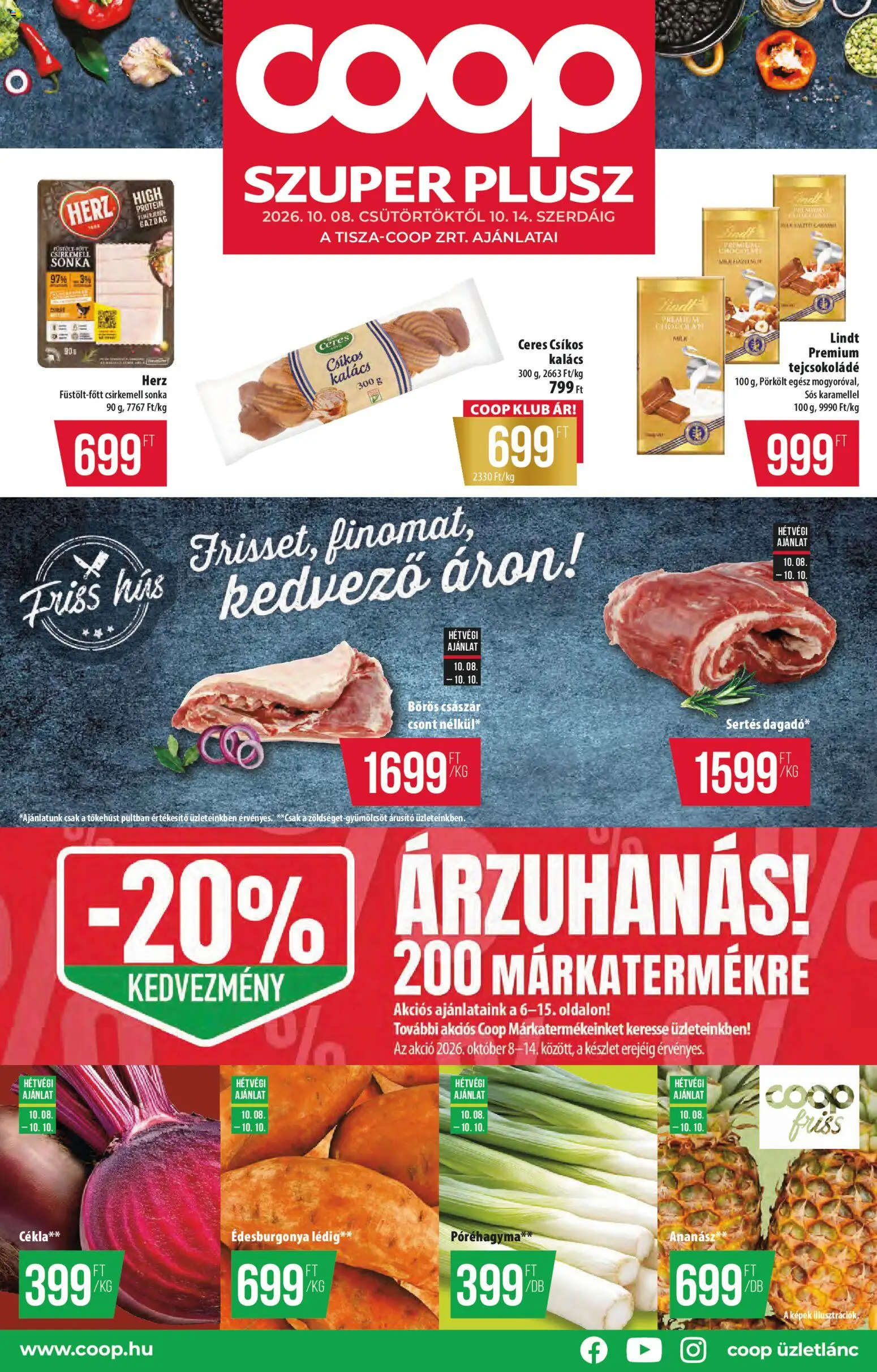 COOP akciós ujság - amely érvényes a következő dátumtól: 2026.10.08. | Oldal: 1 | Termékek: Cékla, Protein, Édesburgonya, Ananász