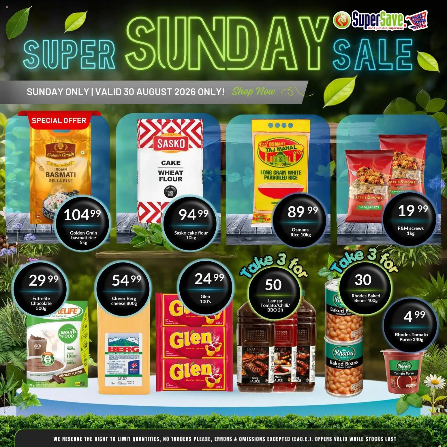 New Super Save catalogue – valid from 30/08/2026 | Page: 2 | Products: Baked beans, Chocolate, Pasta, Sauce