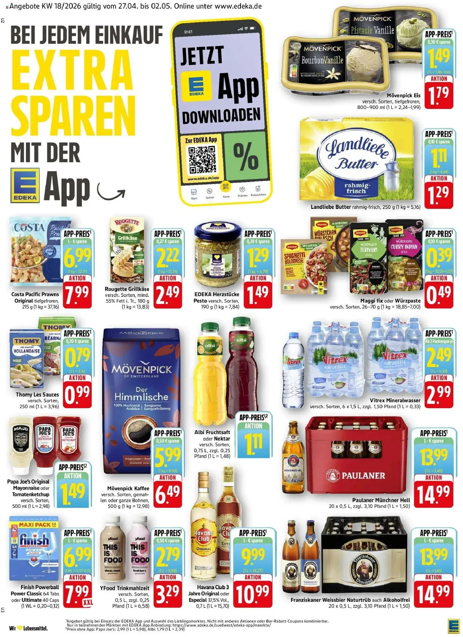 Edeka prospekt Geislingen	 – gültig ab 27.04.2026 | Seite: 2 | Produkte: Rum, Mineralwasser, Movenpick eis, Fruchtsaft
