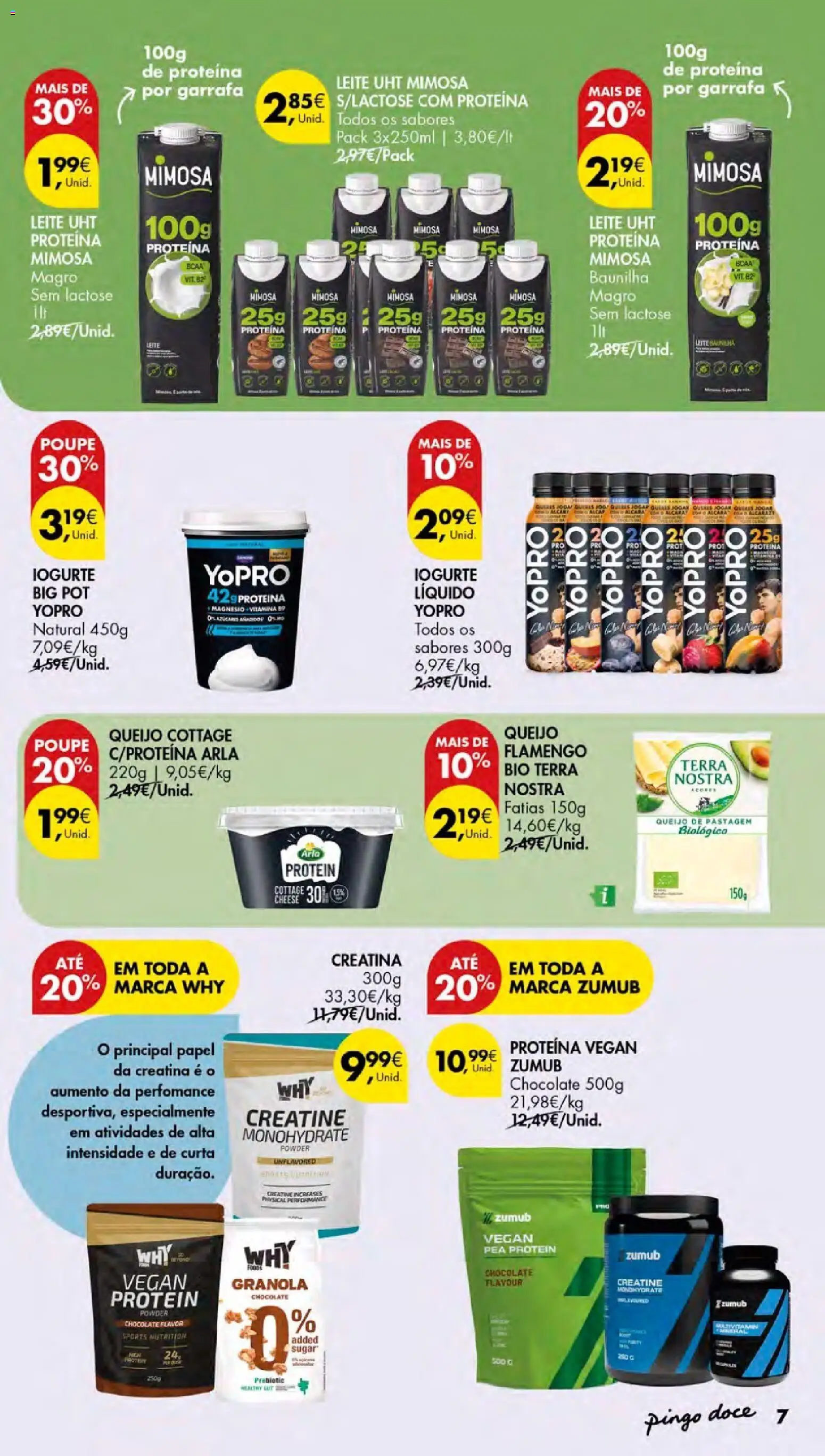 Pingo Doce folheto Escolhas Equilibradas Açores │ válido de 22/10/2026 | Página: 7 | Produtos: Leite UHT, Creatina, Queijo, Chocolate