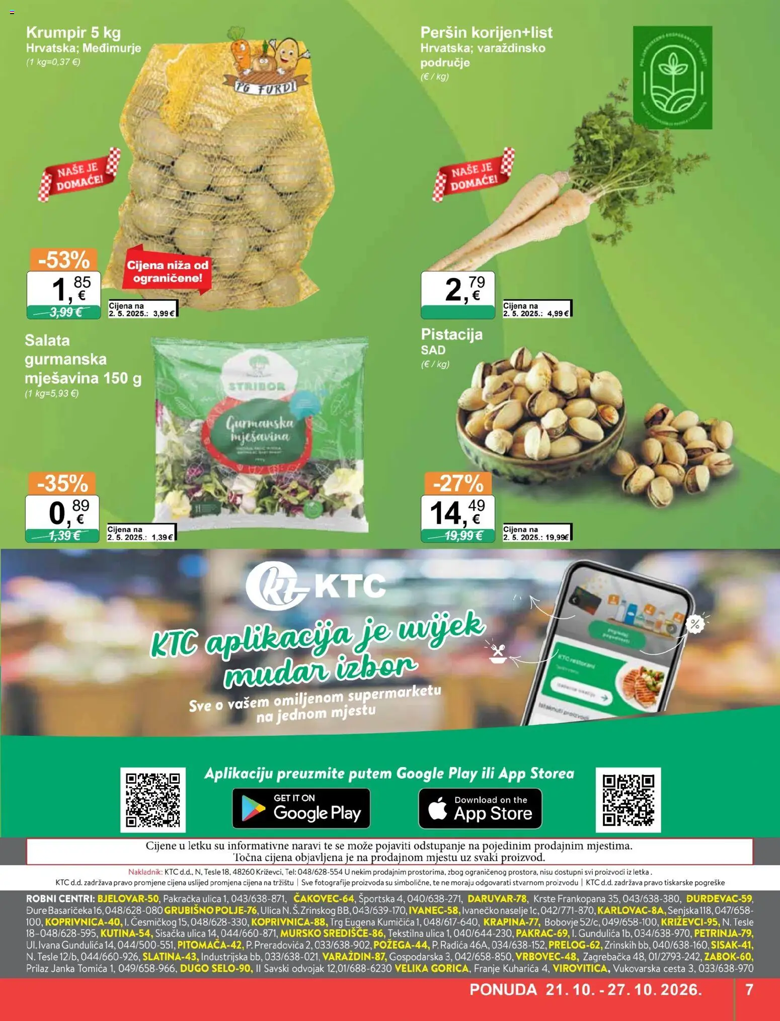 KTC katalog | vrijedi od 21.10.2026 | Stranica: 7 | Proizvodi: Salata, Krumpir, Pistacija, Peršin