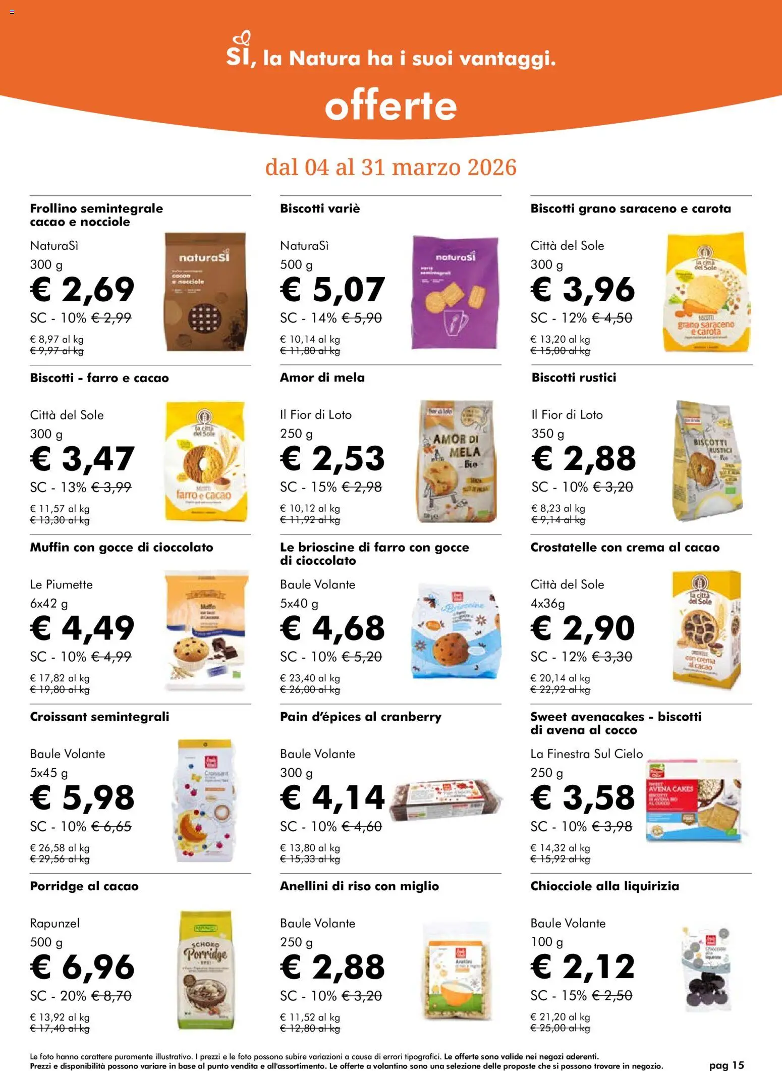 Volantino Natura Sì del 04.03.2026 | Pagina: 15 | Prodotti: Riso, Carota, Biscotti, Cocco