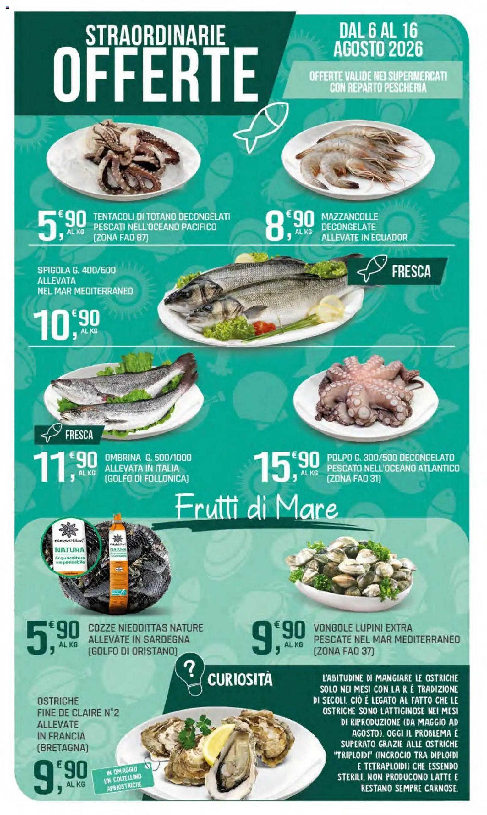 Volantino DOK del 06/08/2026 | Pagina: 21 | Prodotti: Vongole, Polpo, Mazzancolle, Frutti di mare