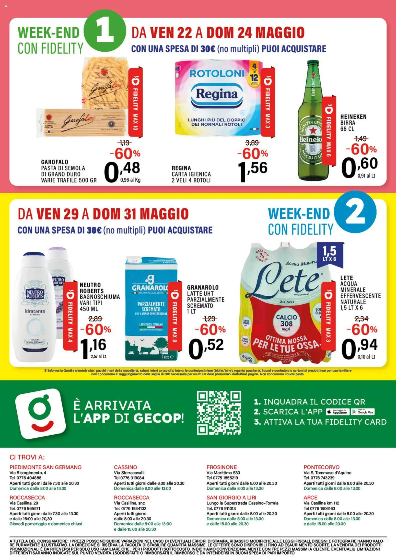 Volantino GECOP del 18.05.2026 | Pagina: 20 | Prodotti: Bagnoschiuma, Latte, Pasta, Heineken