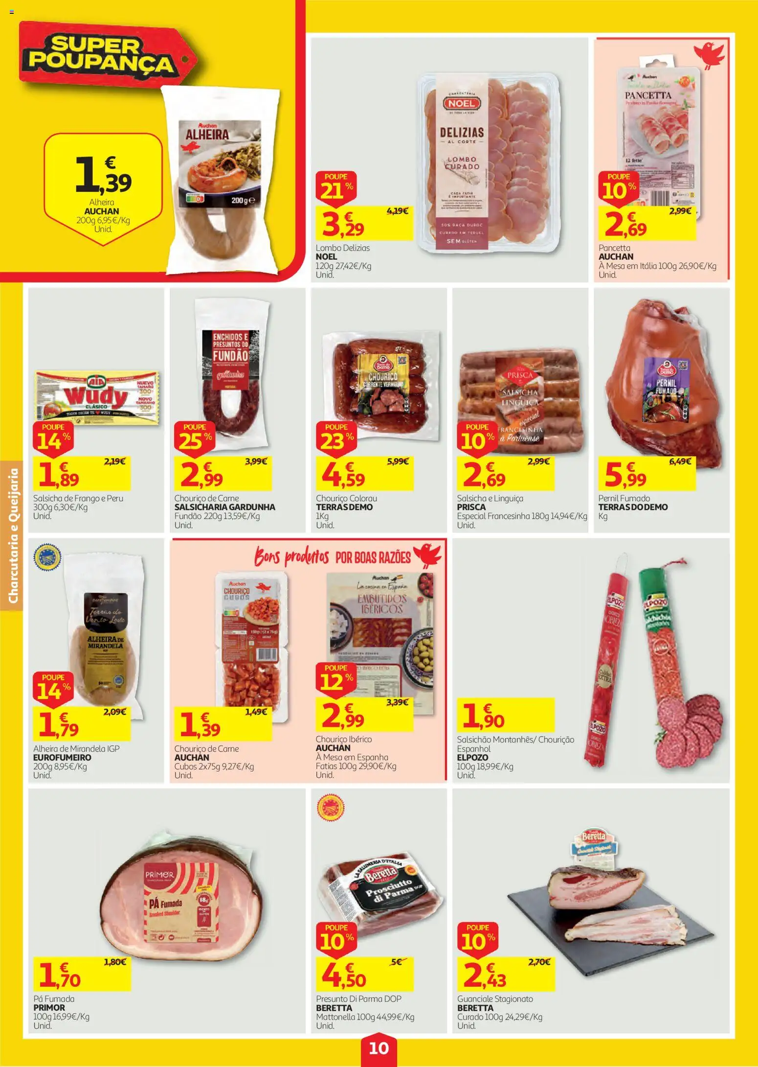 Auchan folheto │ válido de 08/10/2026 | Página: 10 | Produtos: Frango, Pernil, Peru, Lombo