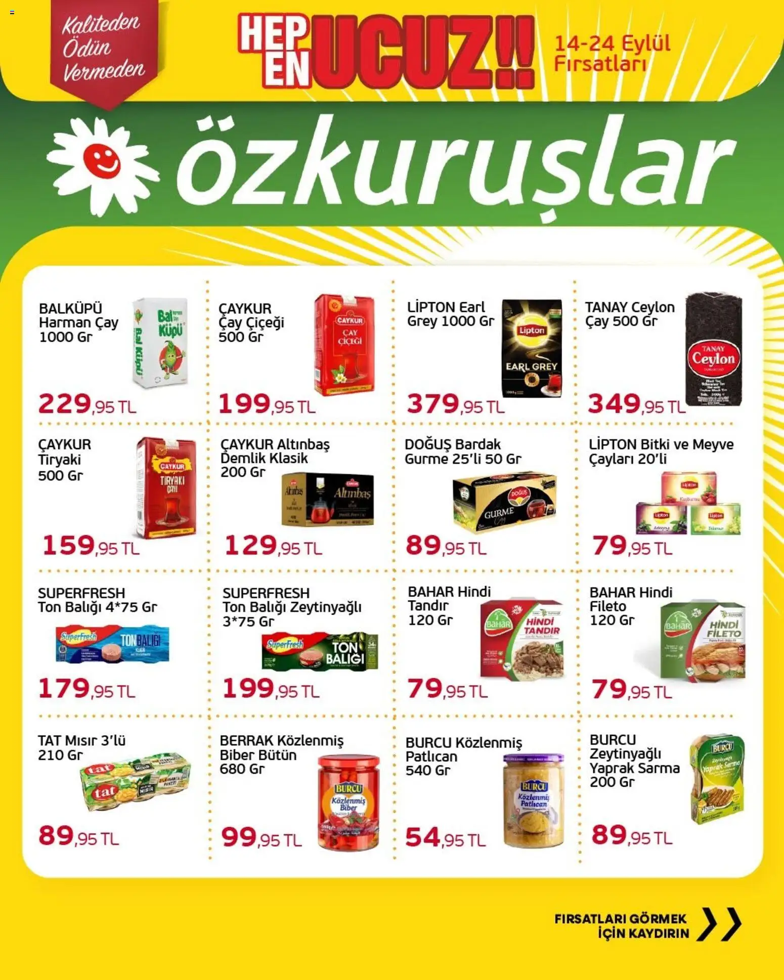 Özkuruşlar Katalog - 14 Eylül 2026 tarihinden itibaren geçerlidir | Sayfa: 2 | Ürünler: Çay, Patlıcan, Mısır, Demlik