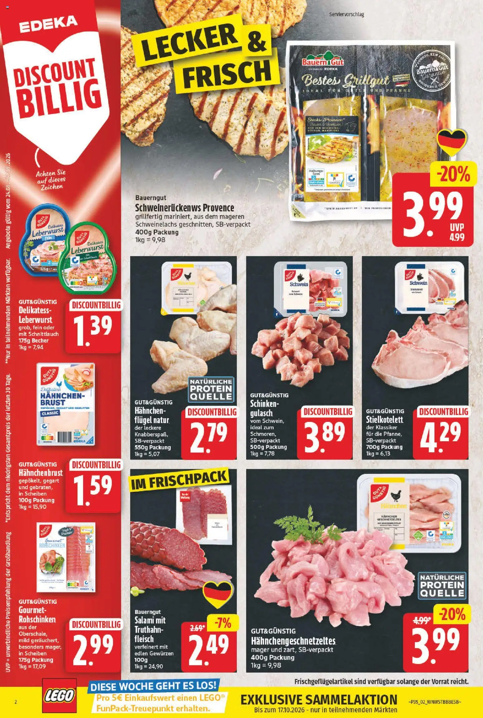 NP Discount Prospekt – gültig ab 24.08.2026 | Seite: 2 | Produkte: Hahnchen, Bauerngut, Schinken, Hahnchenbrust