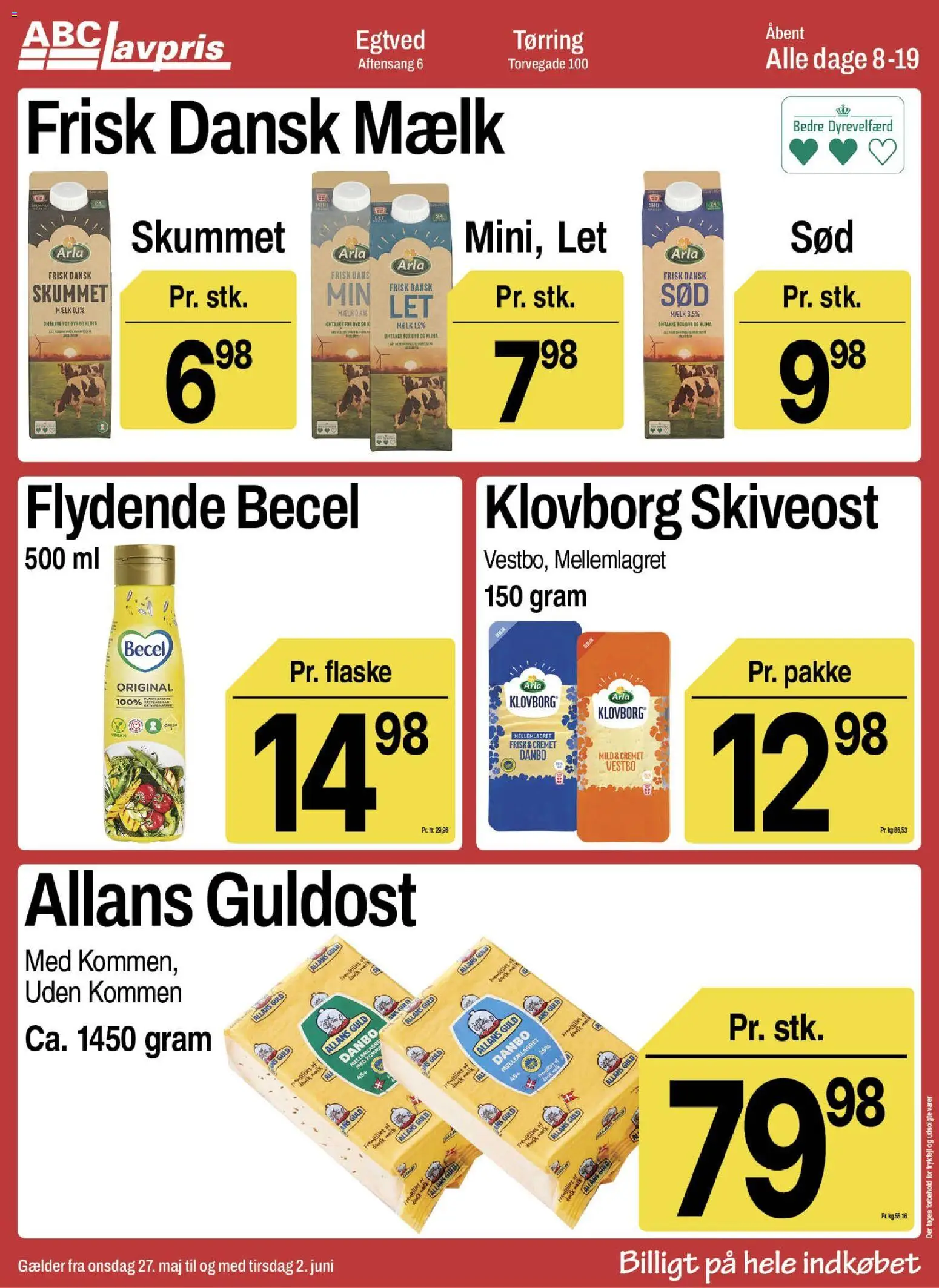 Abc Lavpris tilbudsavis – gyldig fra 27.05.2026 | Side: 3 | Produkter: Mælk, Skiveost