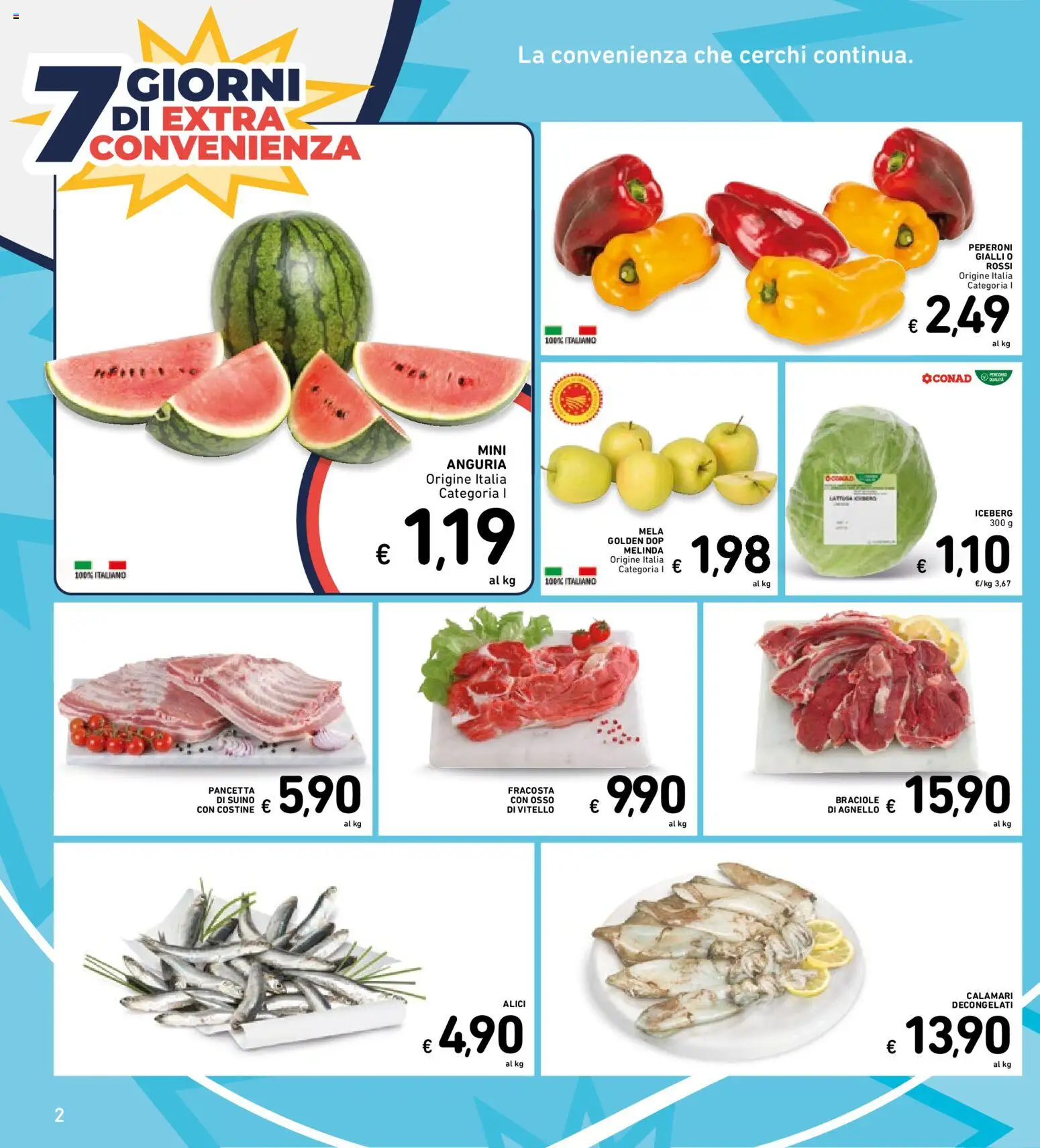 Volantino Spazio Conad del 05.06.2026 | Pagina: 2 | Prodotti: Suino, Anguria, Vitello, Alici