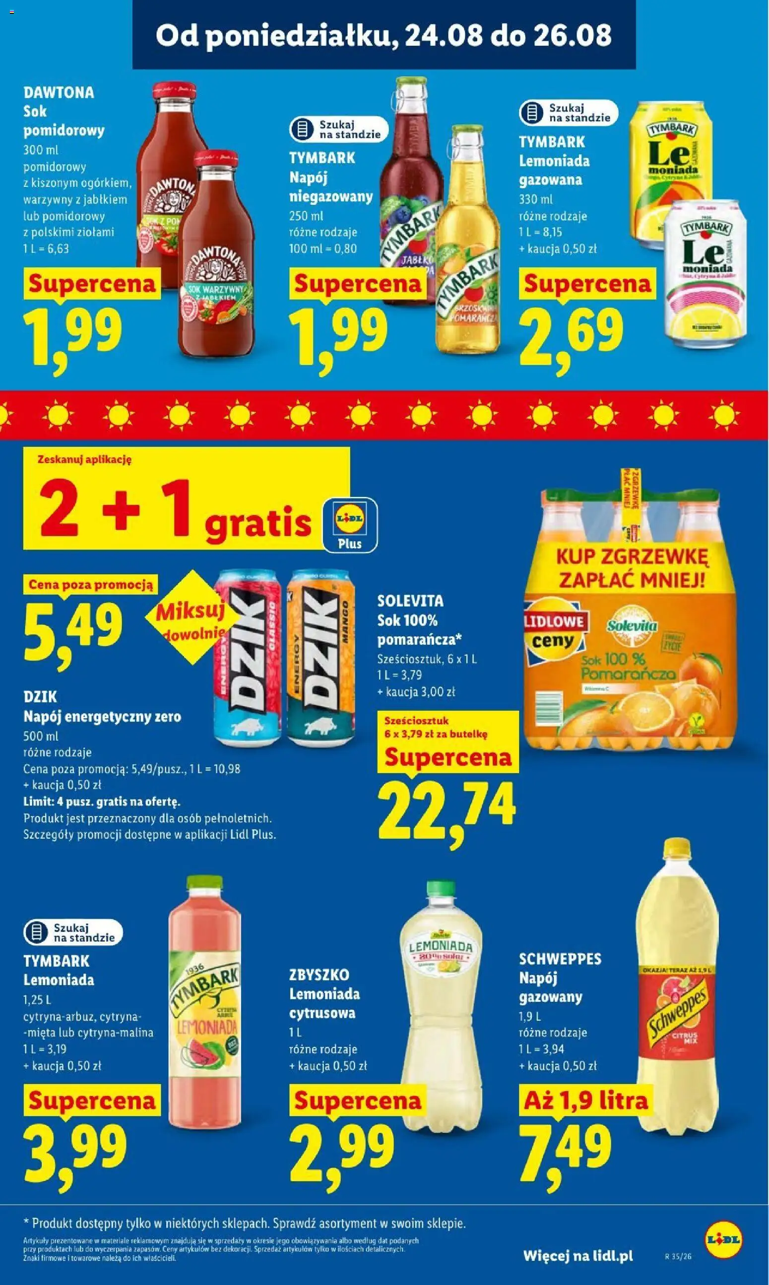 Lidl gazetka od 24.08.2026 | Strona: 73 | Produkty: Cytryna, Lemoniada, Sok, Sok warzywny