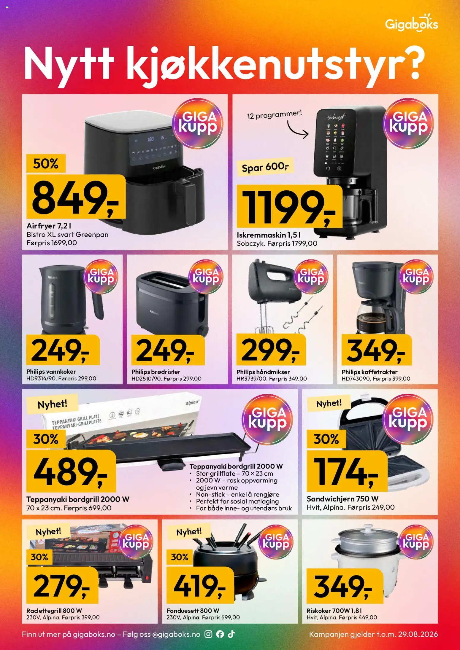 {H1} | Side: 3 | Produkter: Raclettegrill, Kaffetrakter, Airfryer, Brødrister