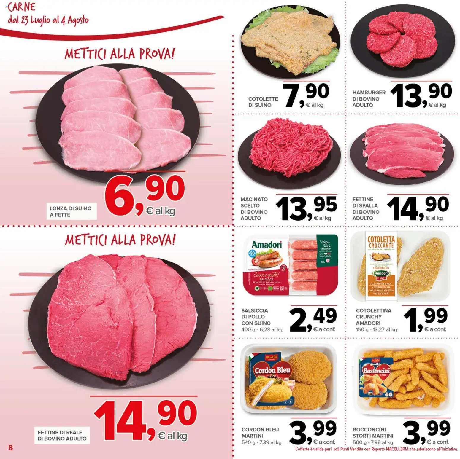 Volantino Todis del 23/07/2026 | Pagina: 8 | Prodotti: Bovino, Suino, Salsiccia, Hamburger