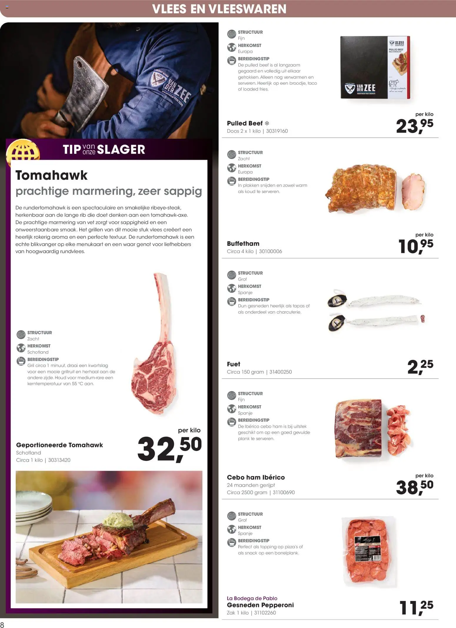 {H1} | Pagina: 8 | Producten: Vlees, Taco, Vleeswaren, Zak