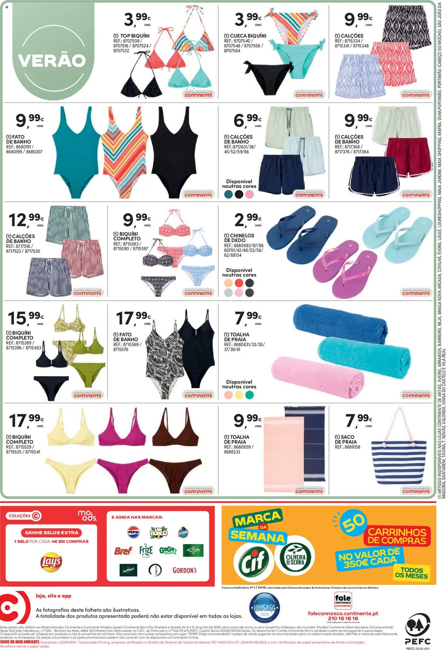 Continente folheto │ válido de 09.06.2026 | Página: 52 | Produtos: Biquíni, Calções, Banho, Fato de banho