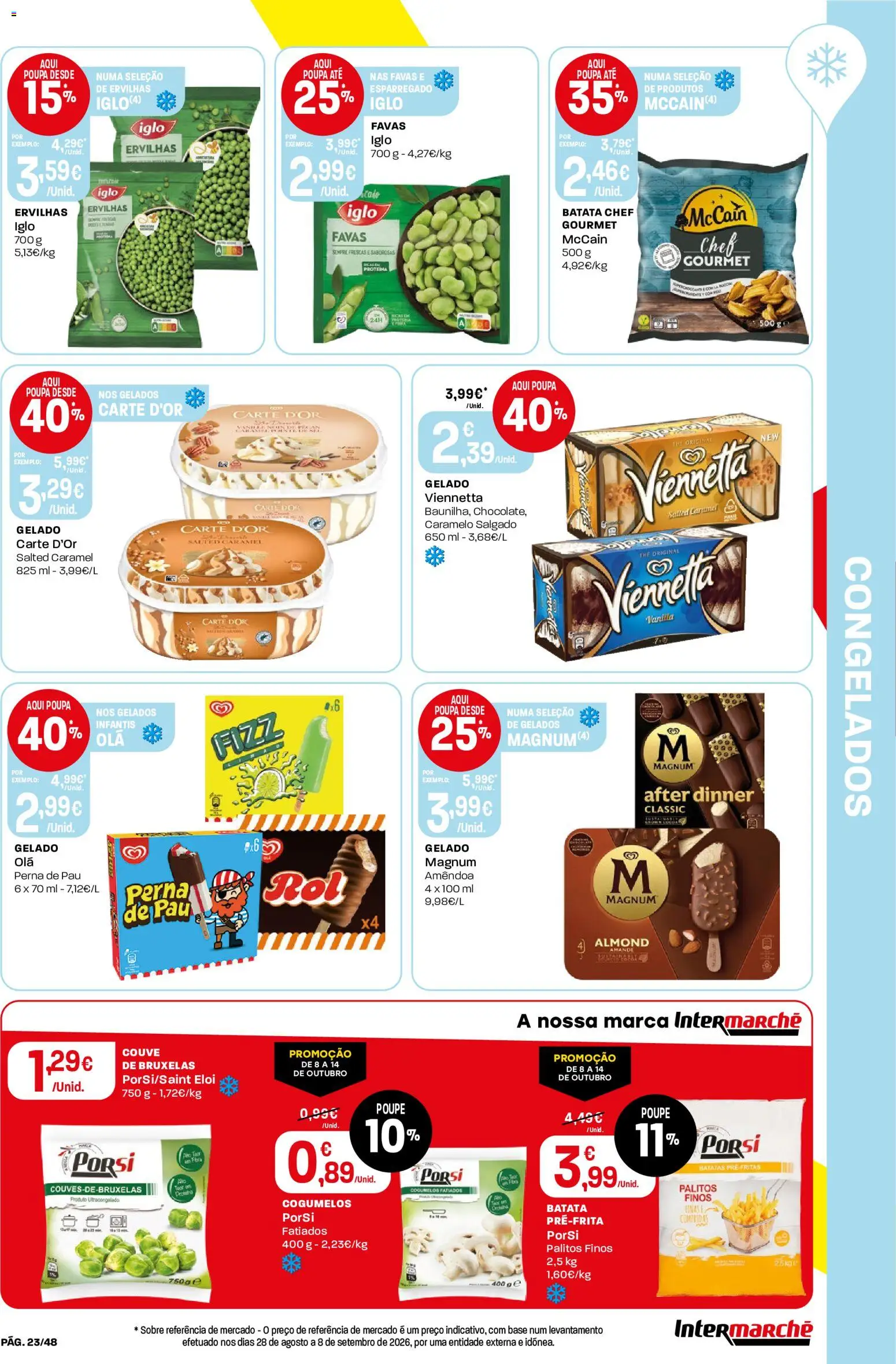 Intermarché folheto │ válido de 08/10/2026 | Página: 23 | Produtos: Favas, Gelado, Cogumelos, Proteina
