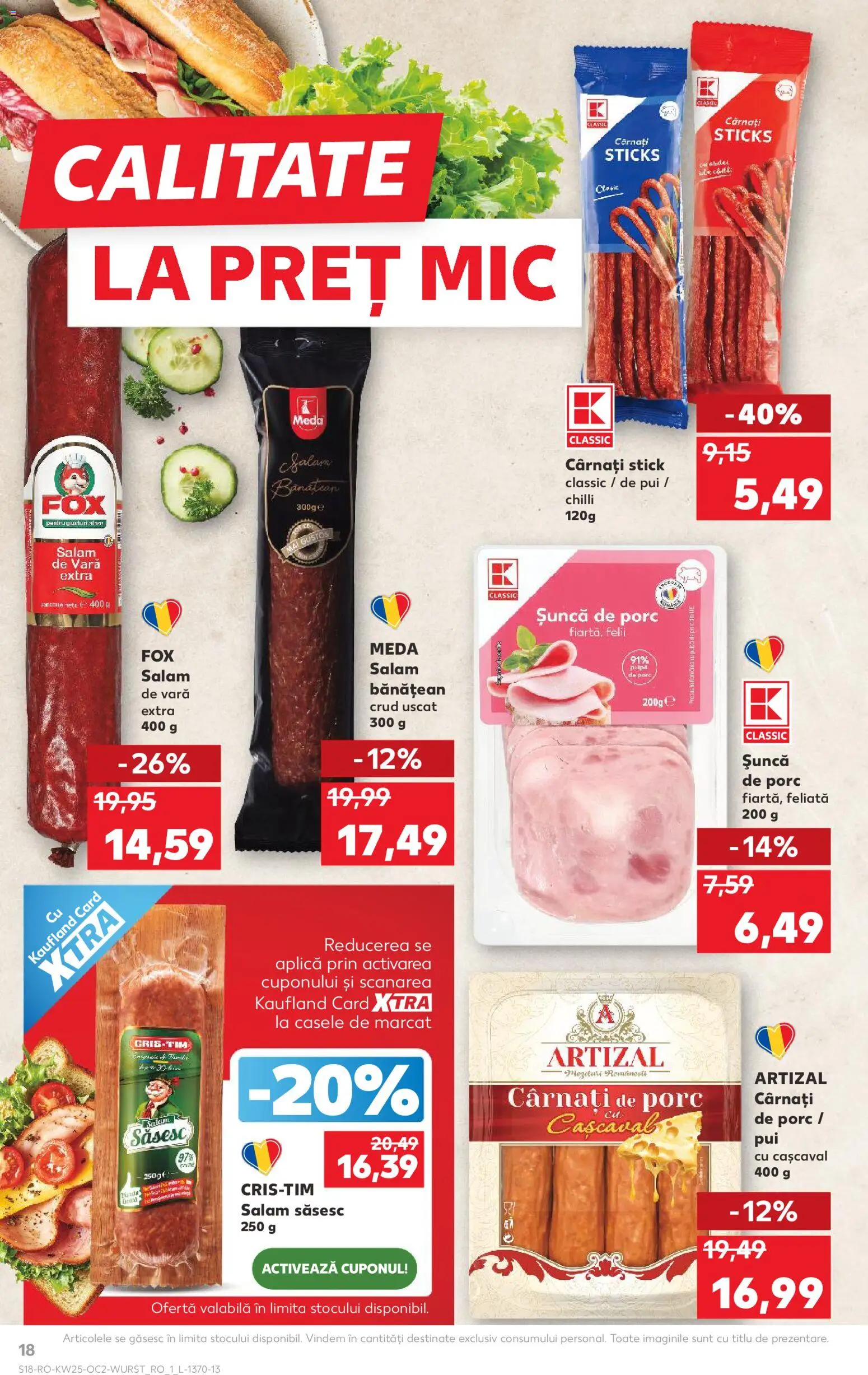 Noul catalog Kaufland – valabil de la 17.06.2026 | Pagină: 18 | Produse: Chilli, Cașcaval, Salam, Cârnați