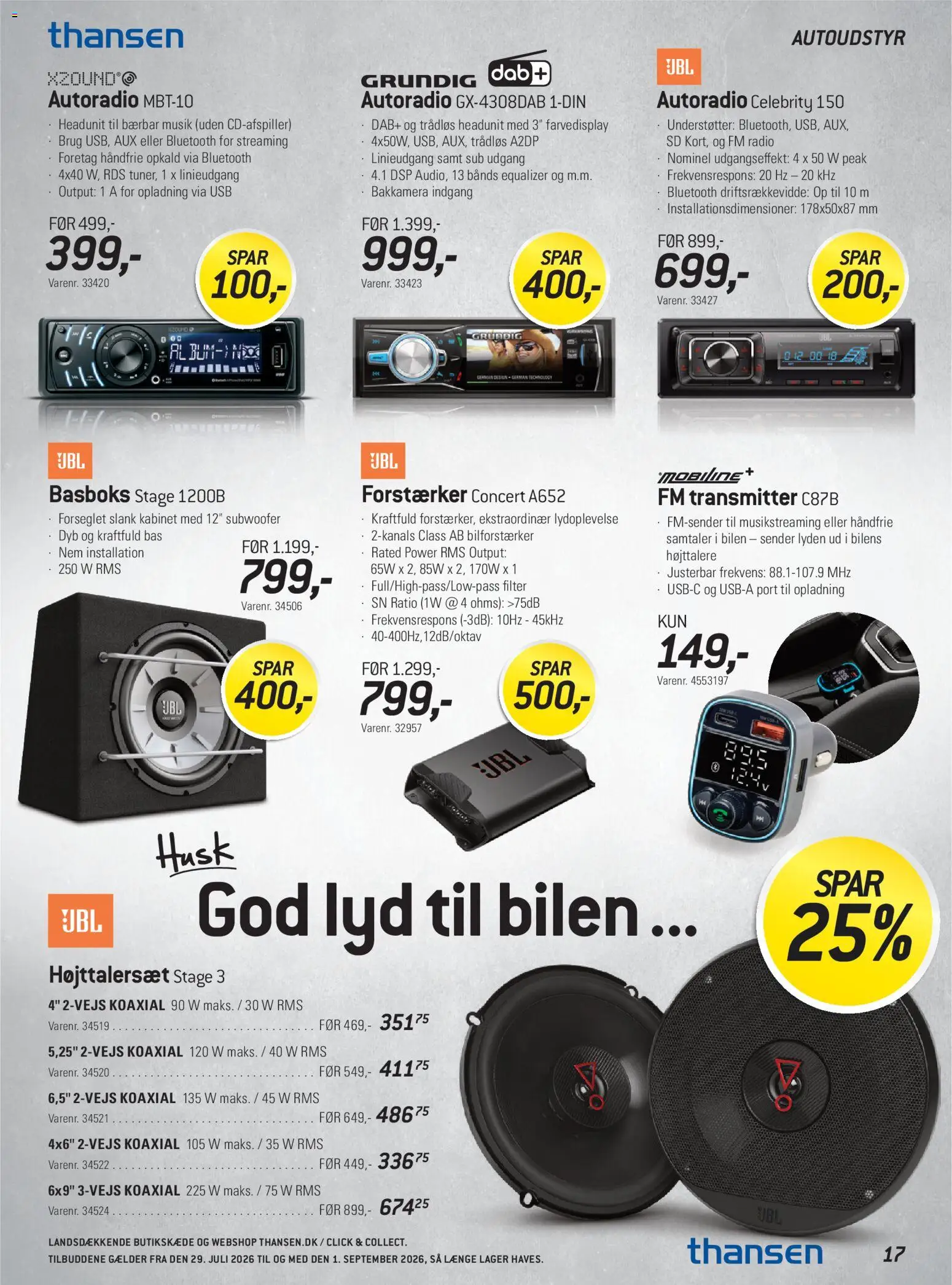 Thansen tilbudsavis – gyldig fra 29/07/2026 | Side: 17 | Produkter: USB, Lyd, Radio