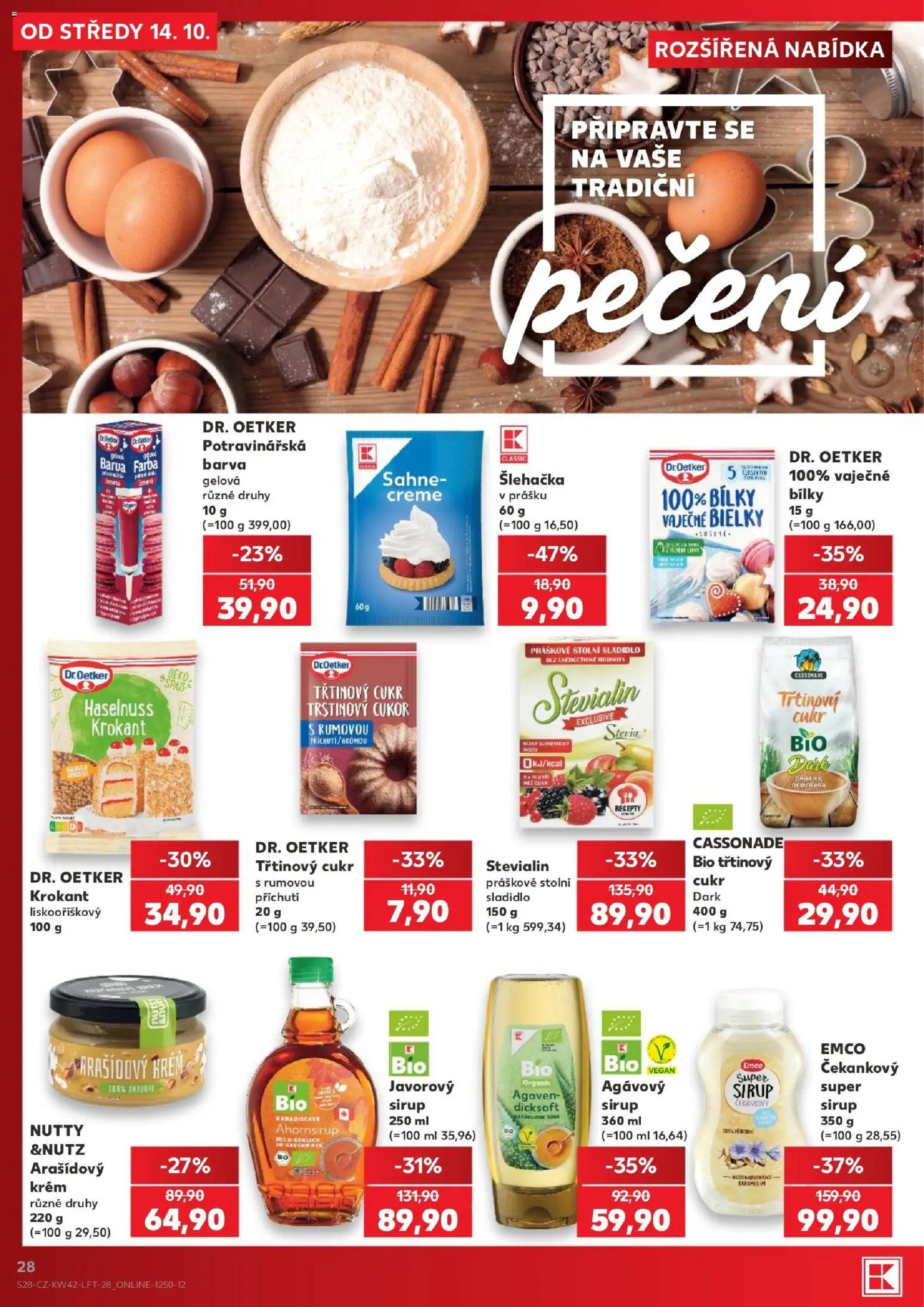 Kaufland leták - Liberec od 14.10.2026 | Strana: 28 | Produkty: Agávový sirup, Javorový sirup, Sladidlo, Agáve