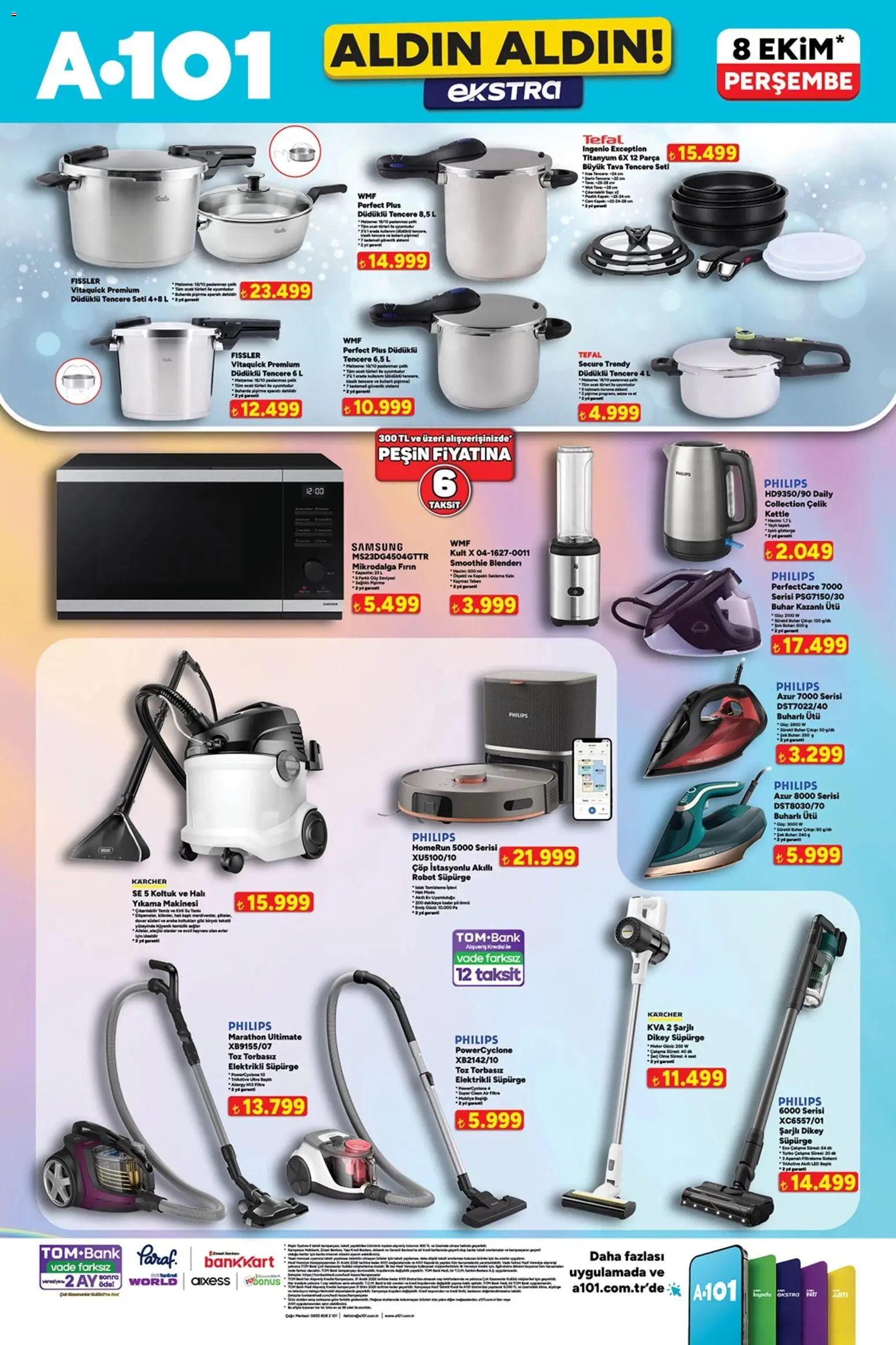 A101 - Katalog Aldın Aldın Ekstra - 08 Ekim 2026 tarihinden itibaren geçerlidir | Sayfa: 6 | Ürünler: Robot, Koltuk, Tencere seti, Elektrikli süpürge