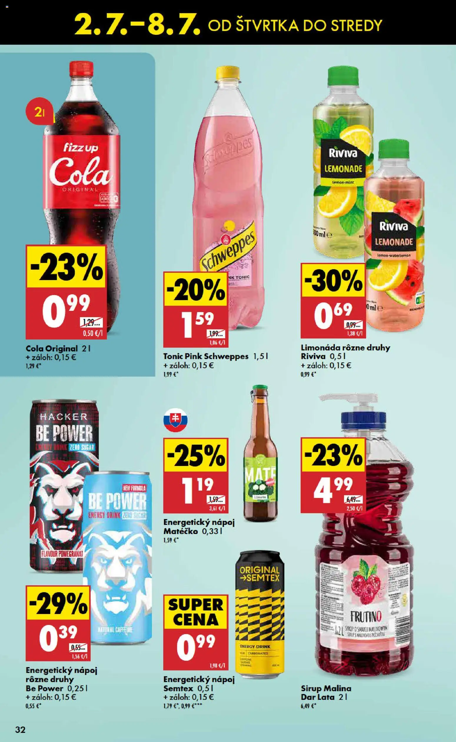 Nové Biedronka akcie – leták je platný od 02.07.2026 | Strana: 32 | Produkty: Cola, Energetický nápoj