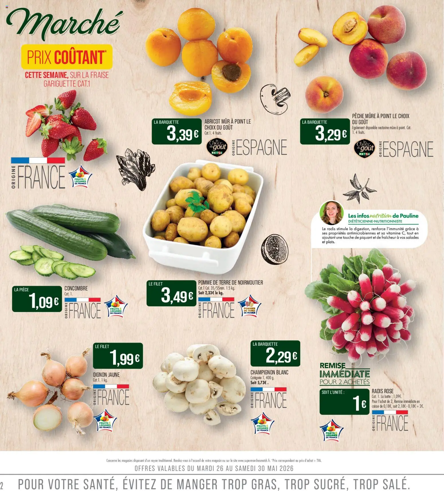 {H1} | Page: 2 | Produits: Fraise, Pomme, Radis, Oignon