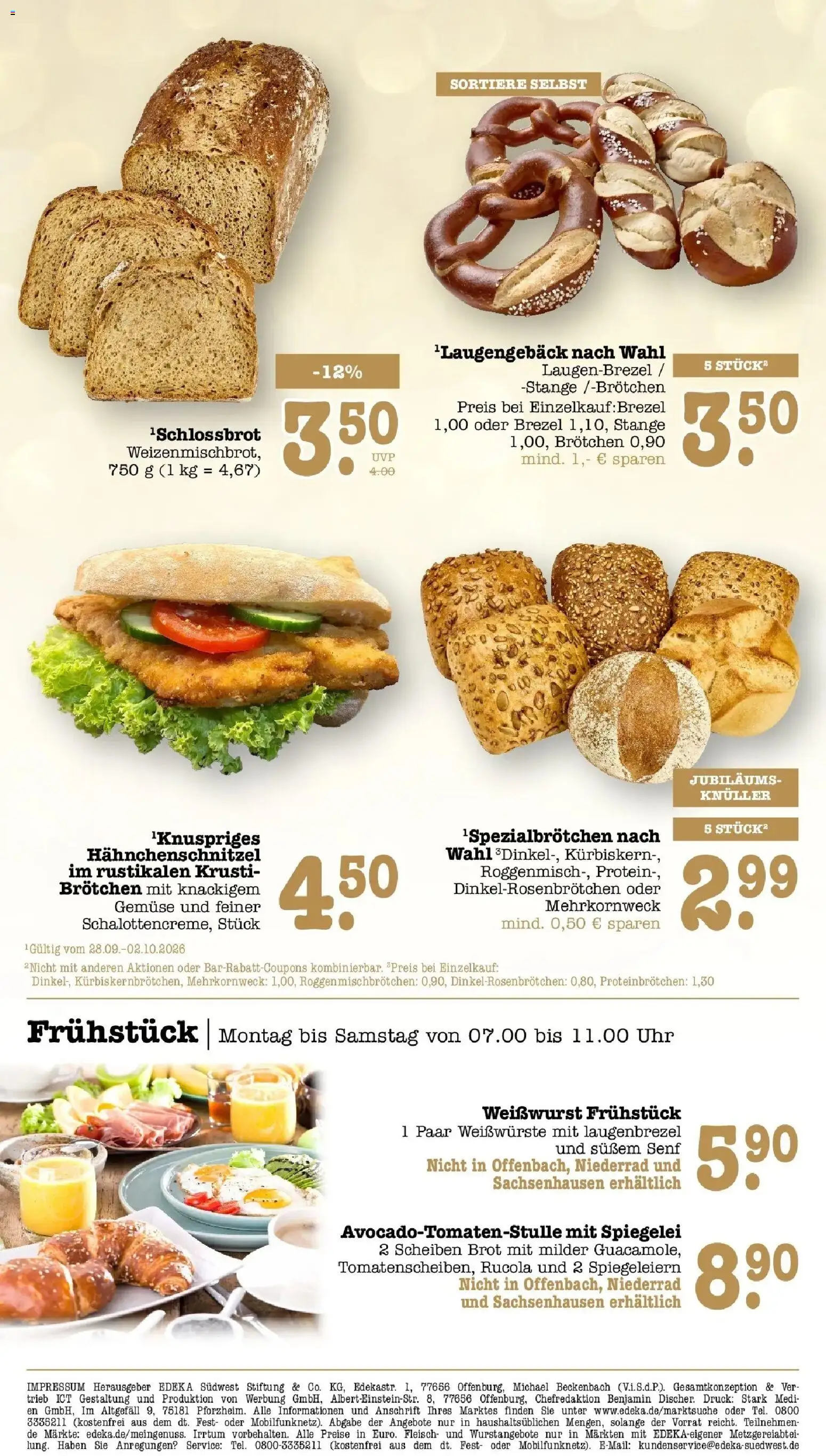 E center Prospekt Mainz-Weisenau (ab 28.09.2026) zum Blättern | Seite: 14 | Produkte: Weißwurst, Brot, Fleisch, Uhr