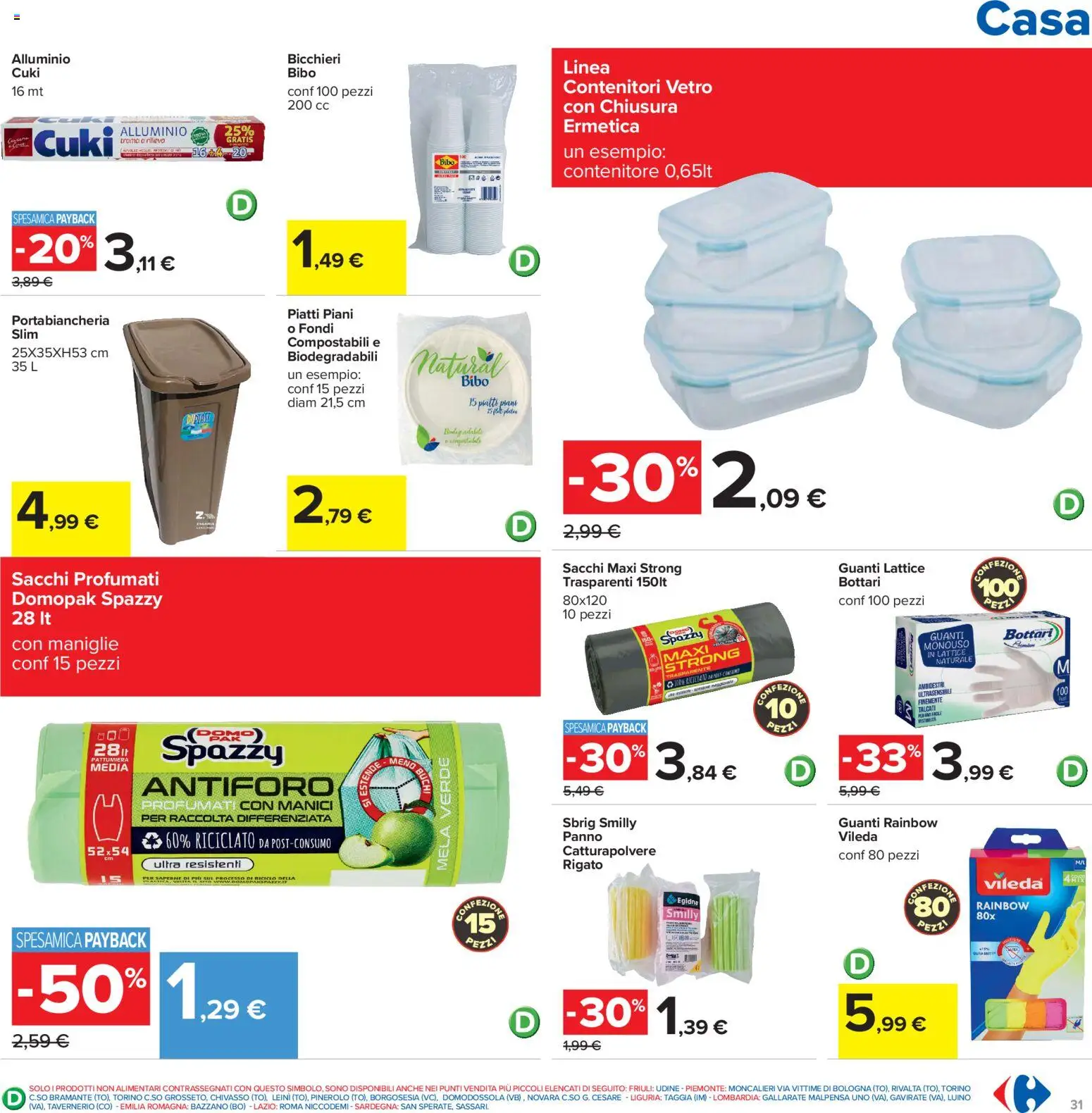 Volantino Carrefour del 06/08/2026 | Pagina: 31 | Prodotti: Guanti, Pattumiera, Alluminio, Portabiancheria