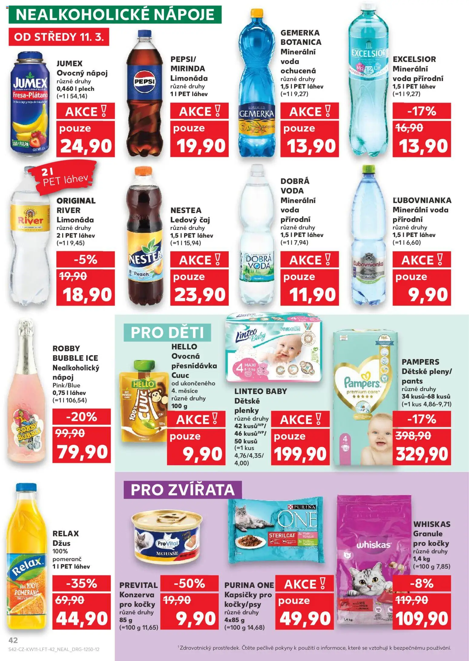 Kaufland leták od 11.03.2026 | Strana: 42 | Produkty: Nestea, Whiskas, Pampers, Plech