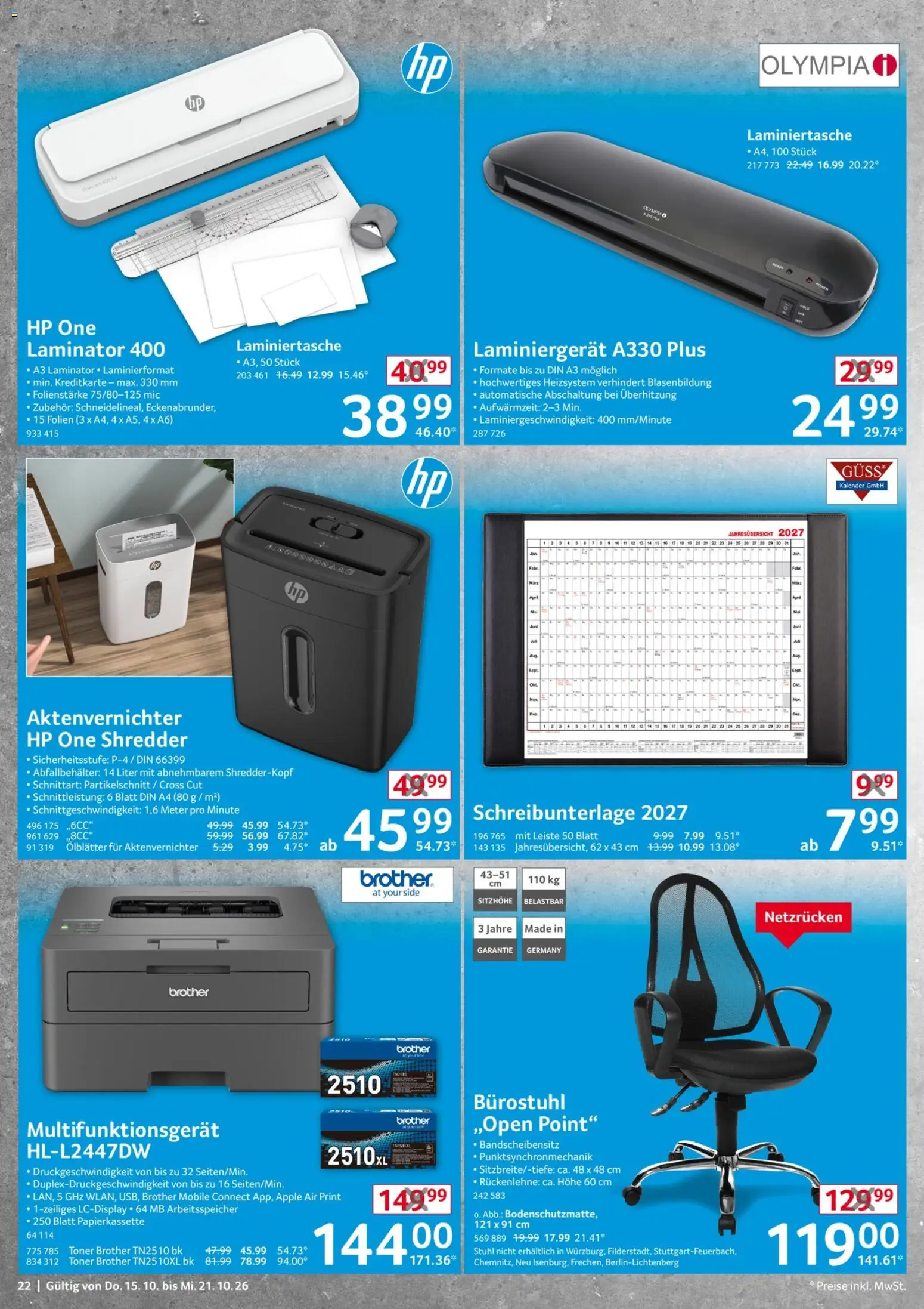 Selgros  Non Food – gültig ab 15.10.2026 | Seite: 22 | Produkte: Toner, Laminator, Aktenvernichter, Apple