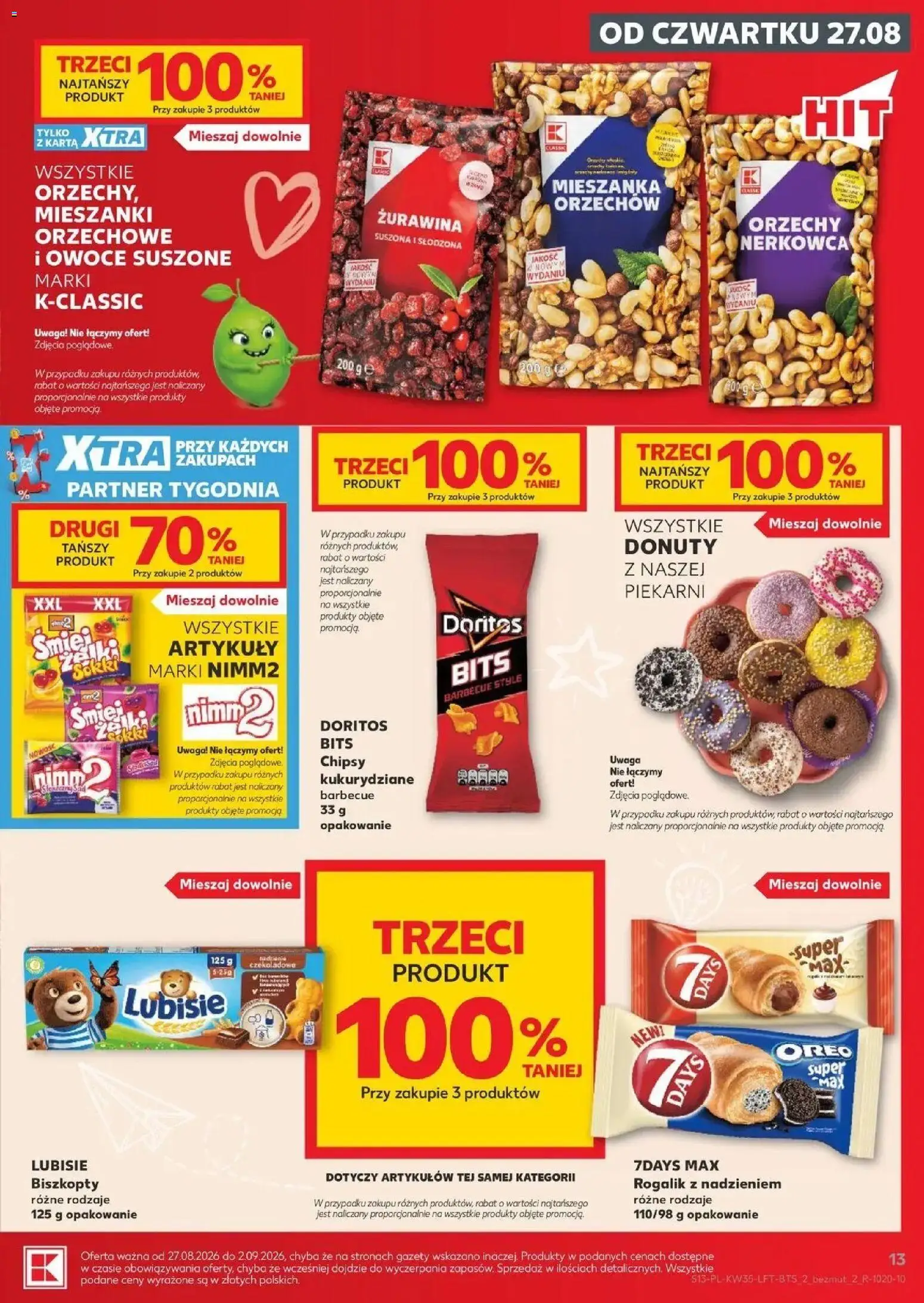 Kaufland gazetka od 27.08.2026 - od jutra PDF | Strona: 13 | Produkty: Chipsy kukurydziane, Chipsy, Biszkopty, Owoce