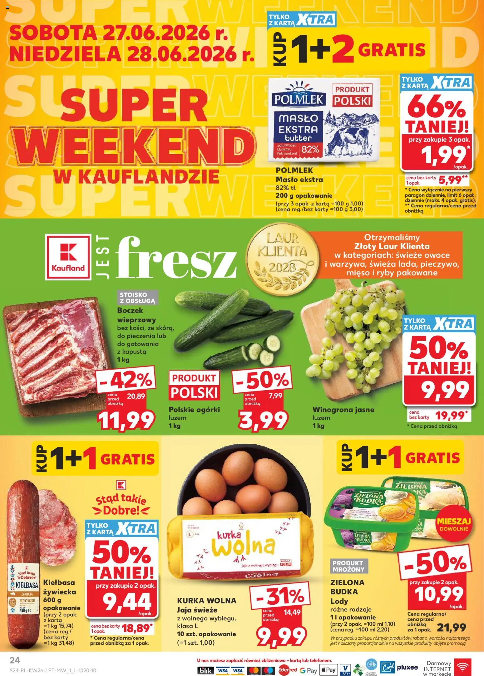 Kaufland Polsko leták od 25.06.2026 | Strana: 24 | Produkty: Máslo, Ryby, Kapusta, Karty