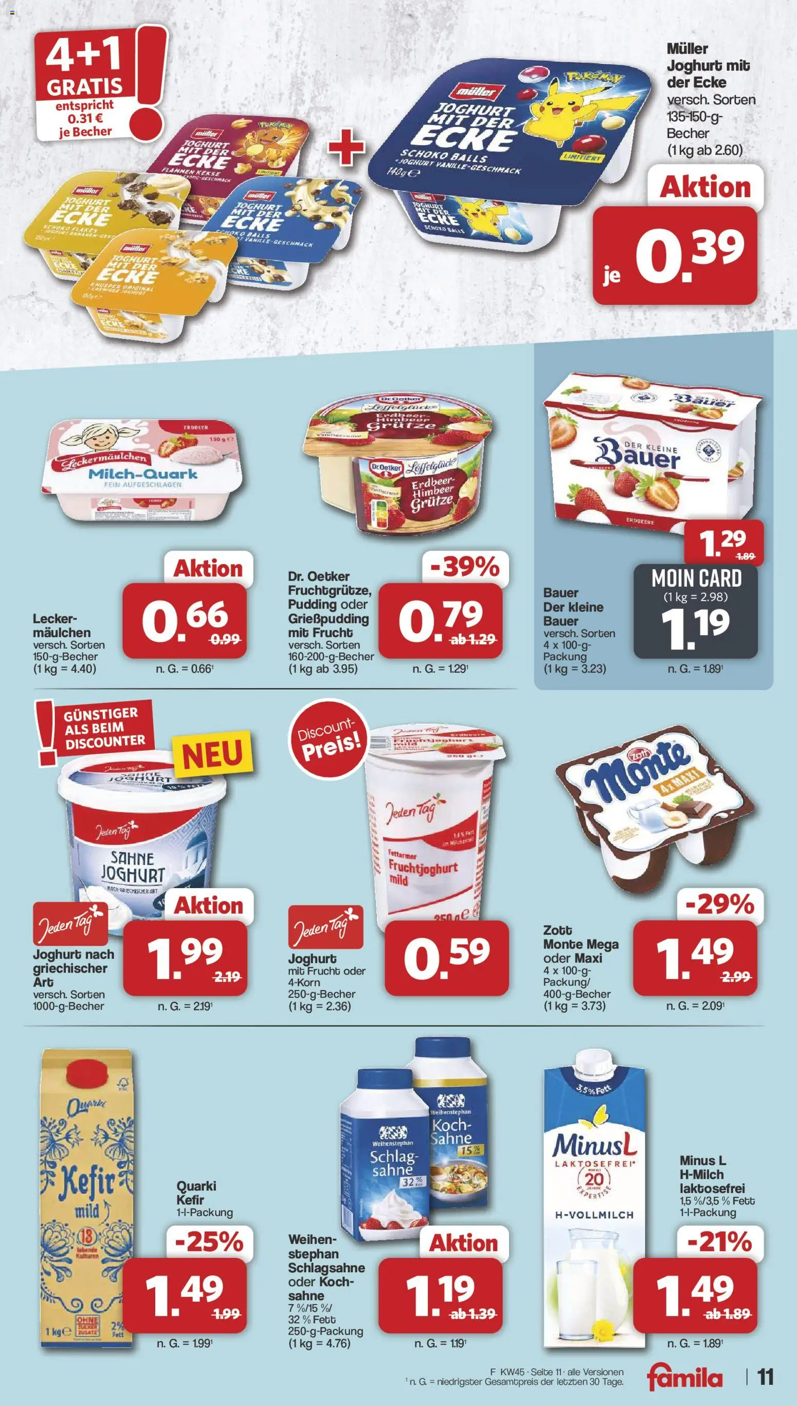 Famila Nordwest Kusten Days – gültig ab 02.11.2026 | Seite: 11 | Produkte: Kefir, Schlagsahne, Pudding, Kekse