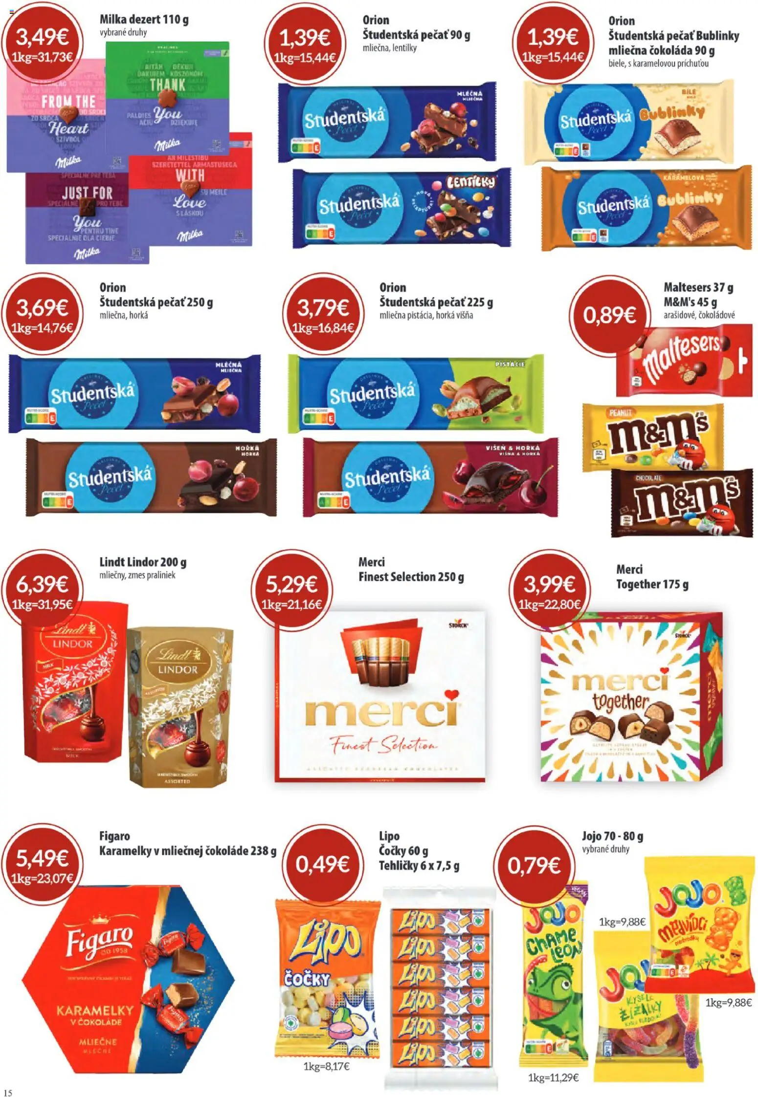 Nové Sintra akcie – leták je platný od 06.08.2026 | Strana: 15 | Produkty: Čokoláda, Študentská pečať, Dezert, Pistácie