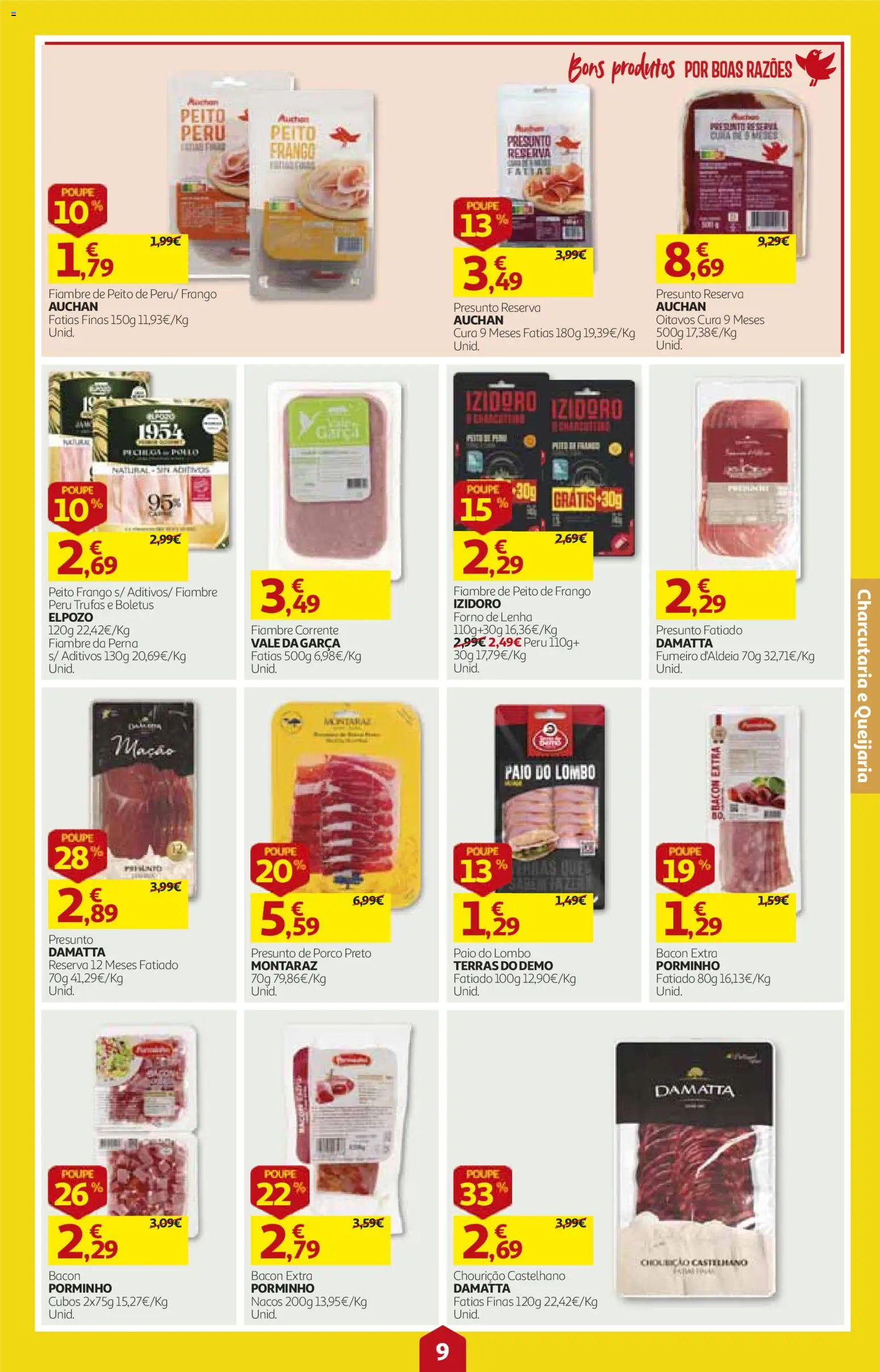 Auchan folheto │ válido de 15/10/2026 | Página: 9 | Produtos: Fiambre, Bacon, Frango, Presunto