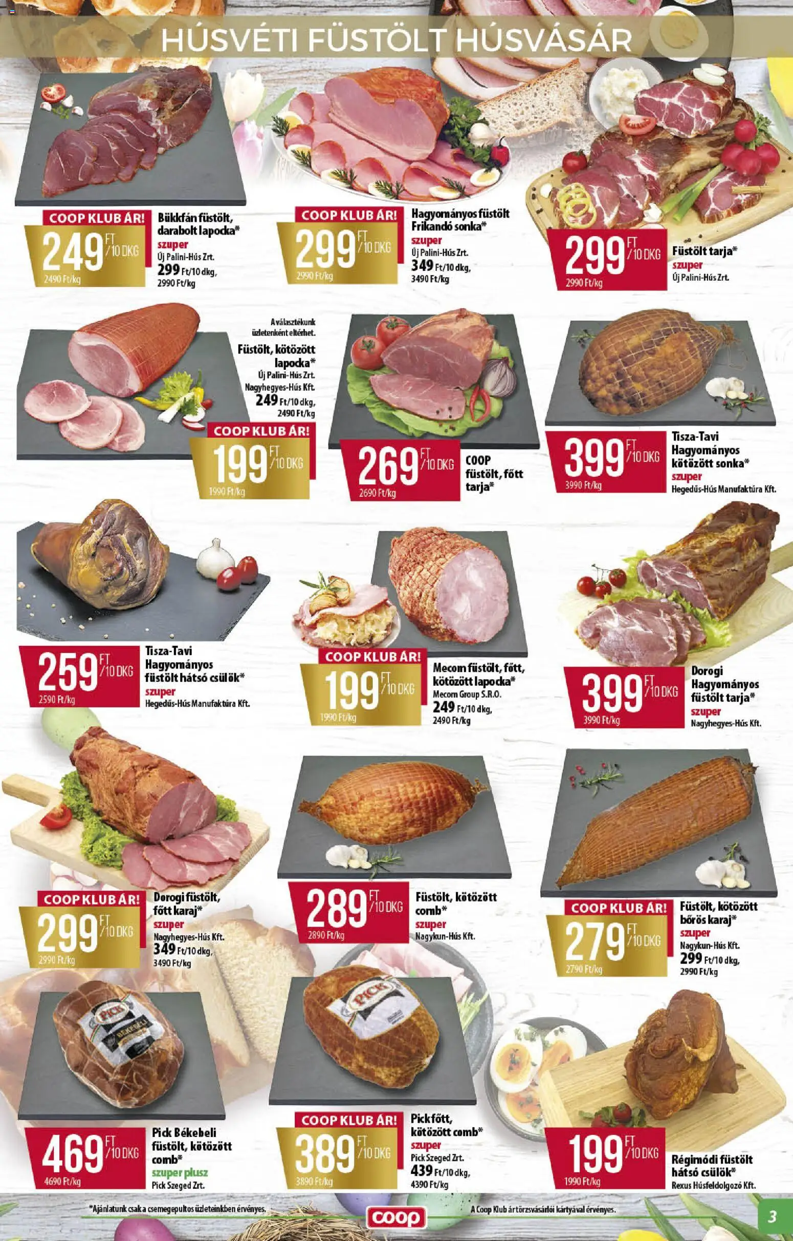 COOP akciós ujság - amely érvényes a következő dátumtól: 26.03.2026 | Oldal: 3 | Termékek: Hús, Pick, Tarja, Sonka