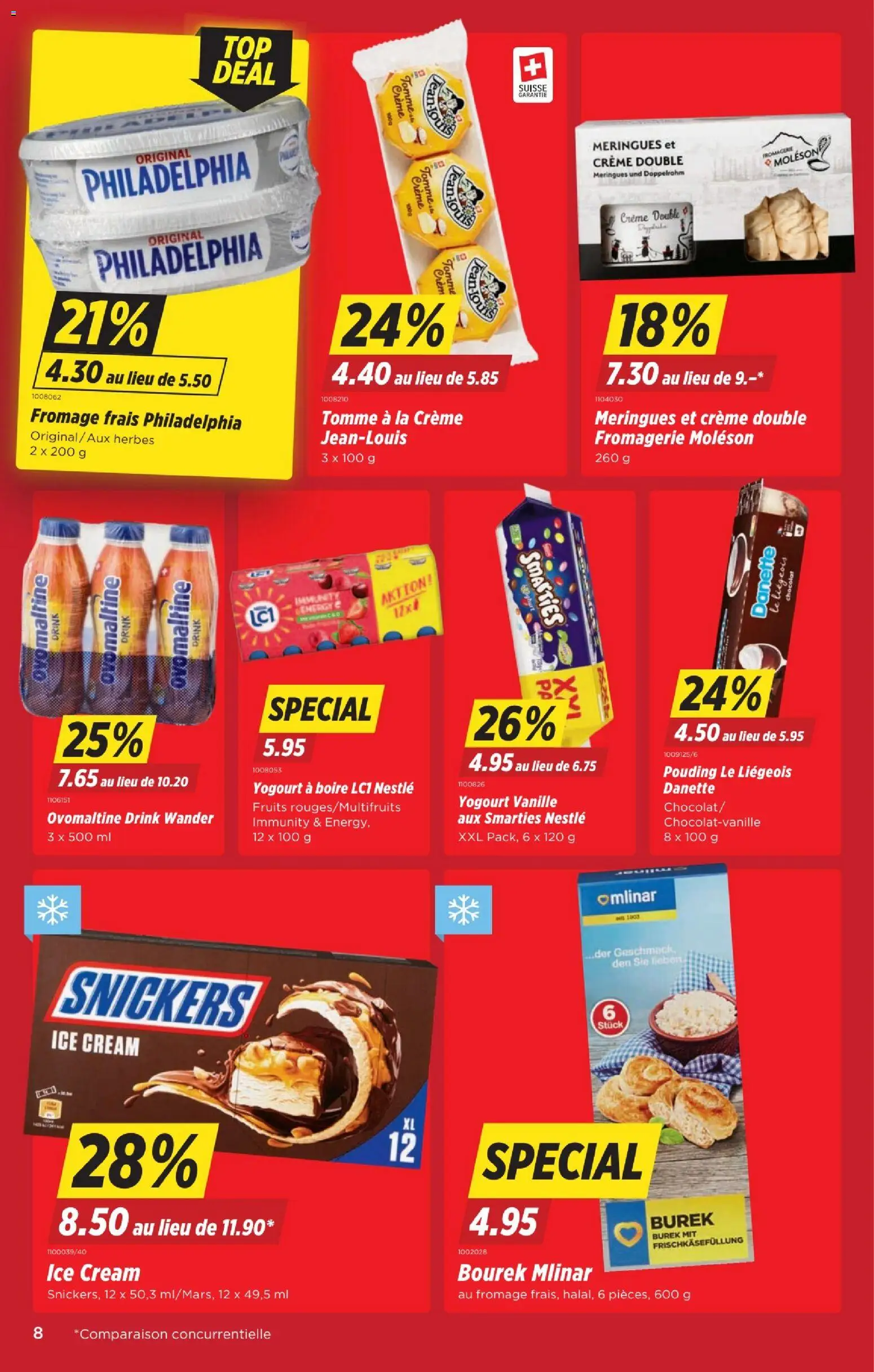 Denner aktionen FR – gültig ab 20.08.2026 | Seite: 8 | Produkte: Vanille, Pudding, Snickers, Creme