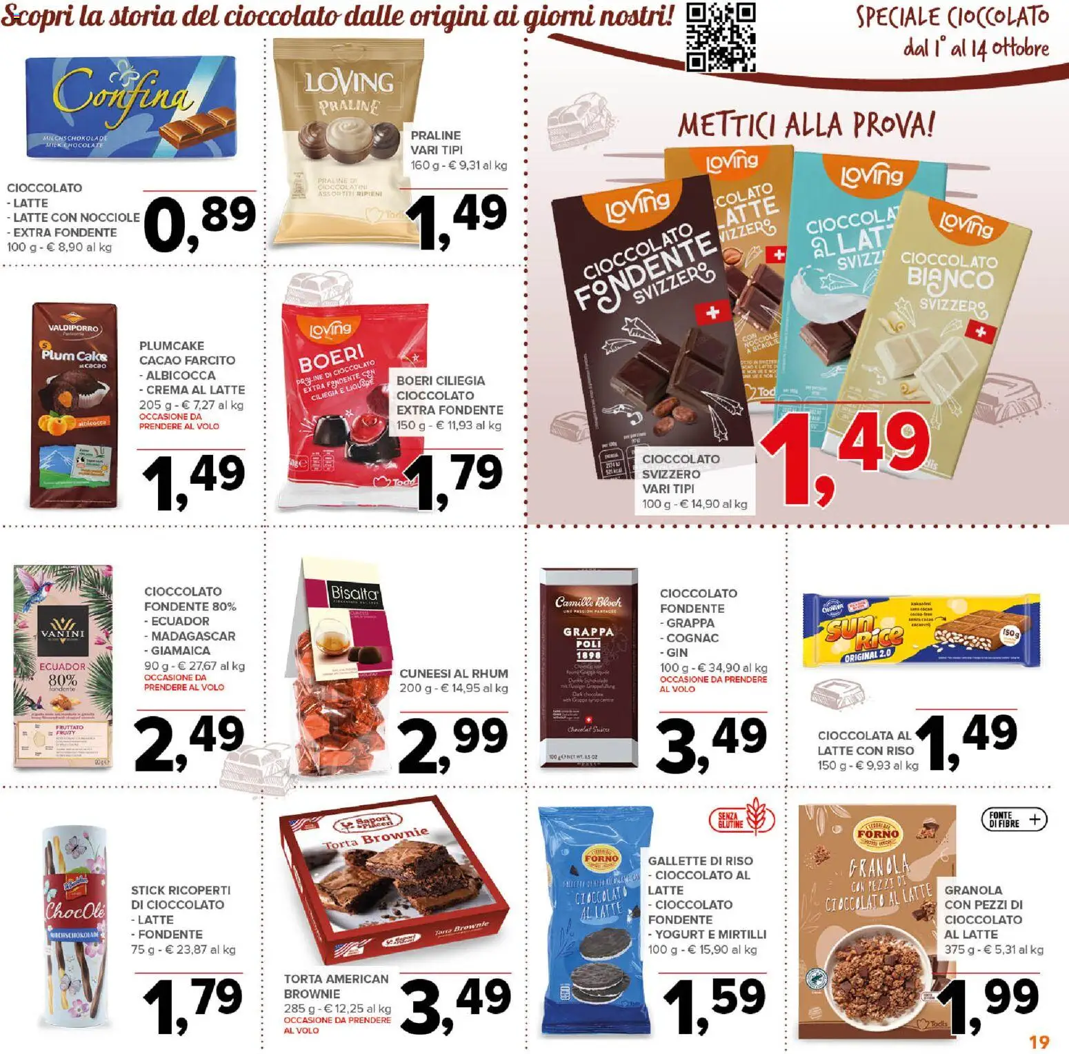 Volantino Todis del 01/10/2026 | Pagina: 19 | Prodotti: Yogurt, Torta, Cioccolato bianco, Grappa