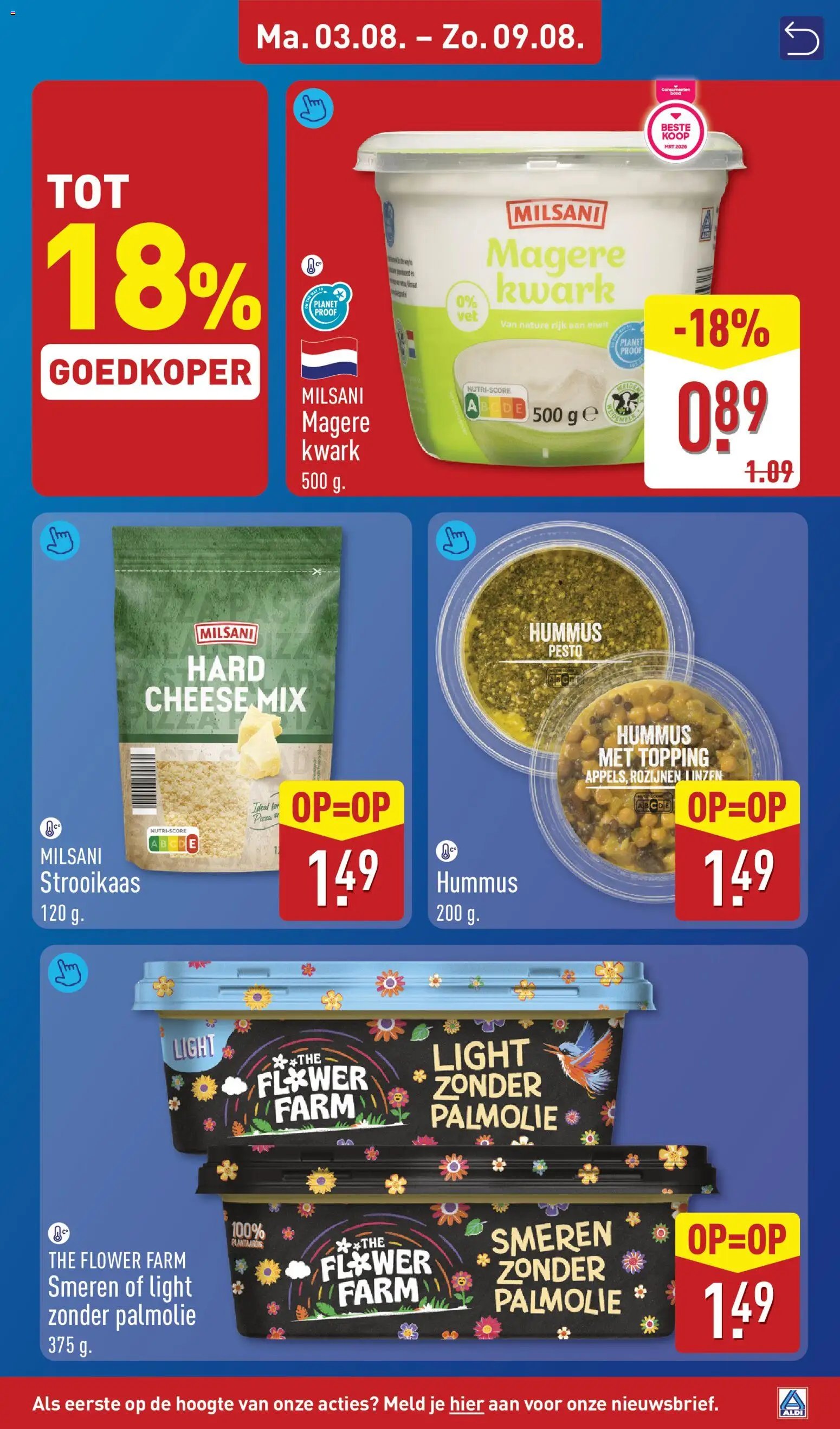 {H1} | Pagina: 11 | Producten: Magere kwark, Rozijnen, Pesto, Hummus
