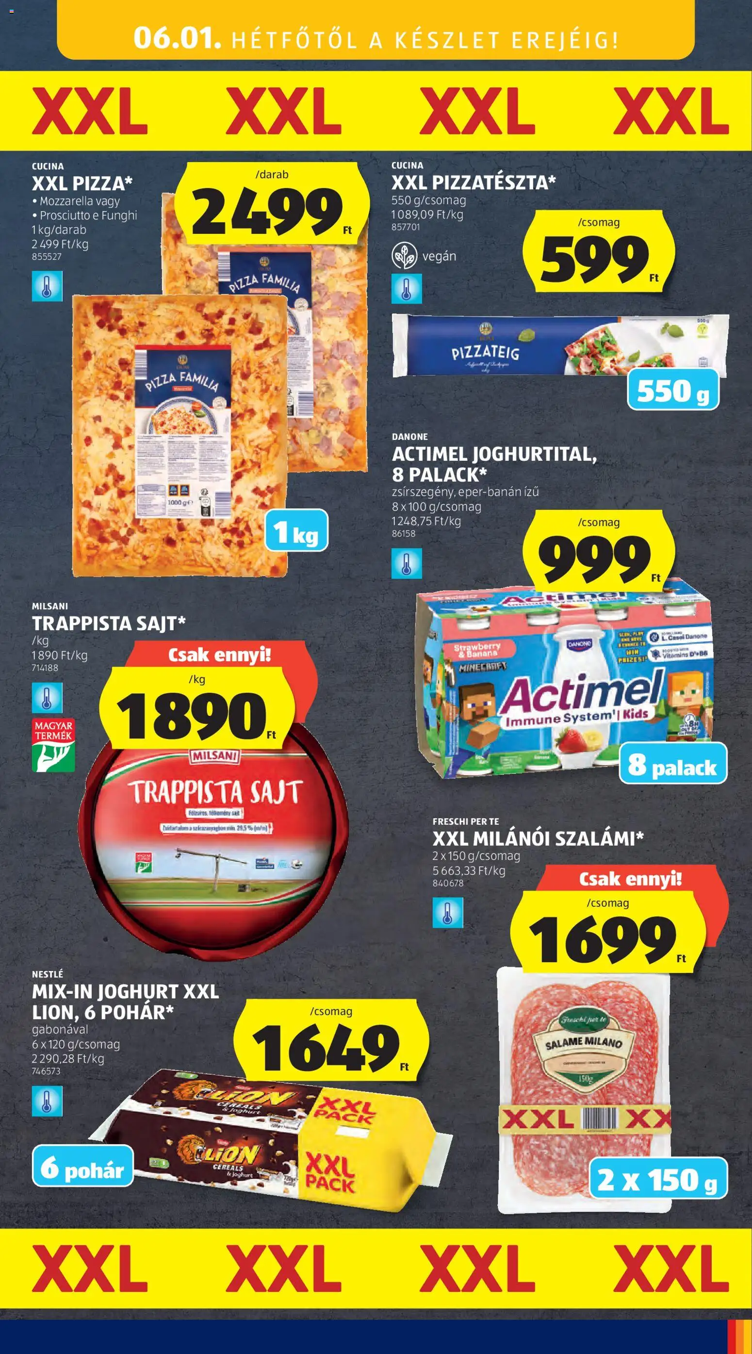 Aldi akciós ujság - amely érvényes a következő dátumtól: 28.05.2026 | Oldal: 47 | Termékek: Actimel, Sajt, Joghurt, Pizza
