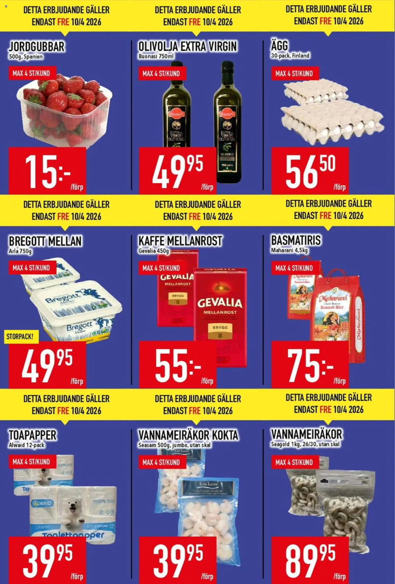 Matdax reklamblad aktuell från 13.04.2026 | Sida: 4 | Produkter: Galler, Olivolja, Kaffe, Jordgubbar